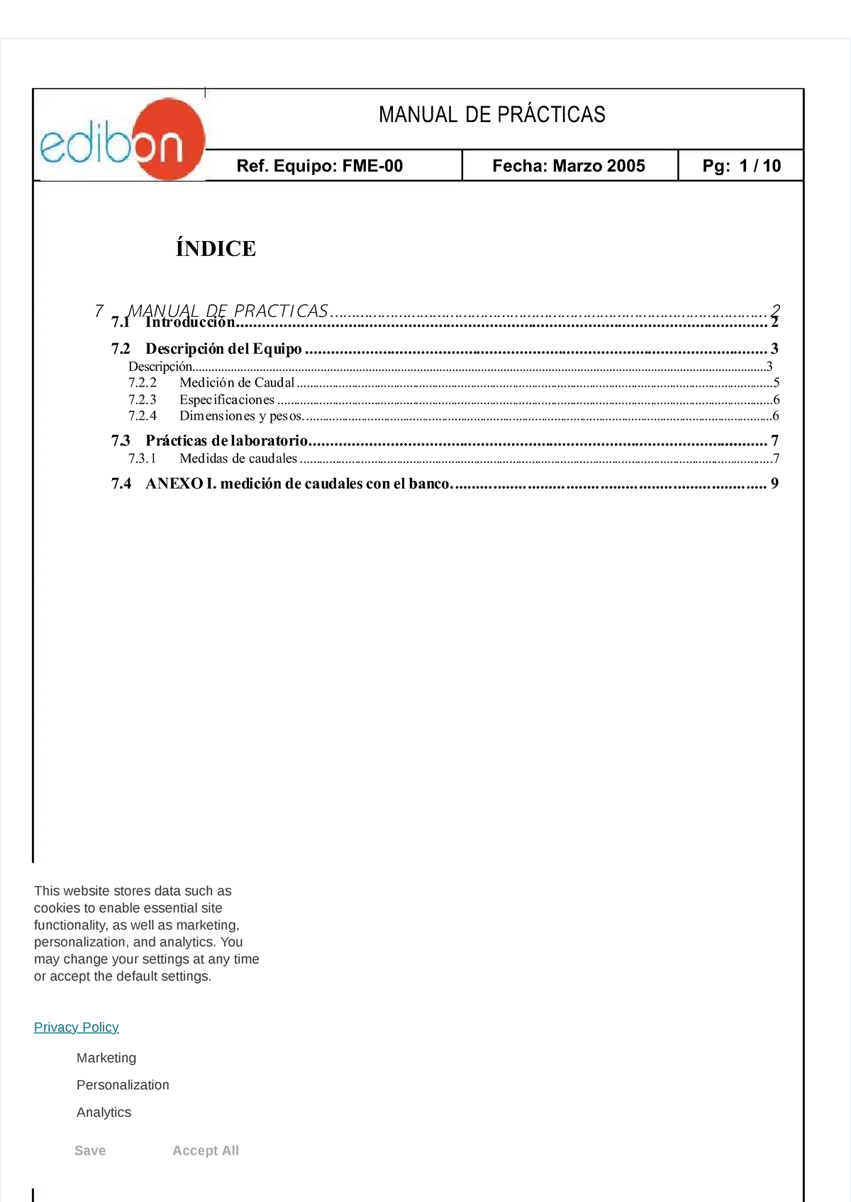 Pdf Practica Fme Banco Hidraulico Compress Rreeff Eeqquuiippoo