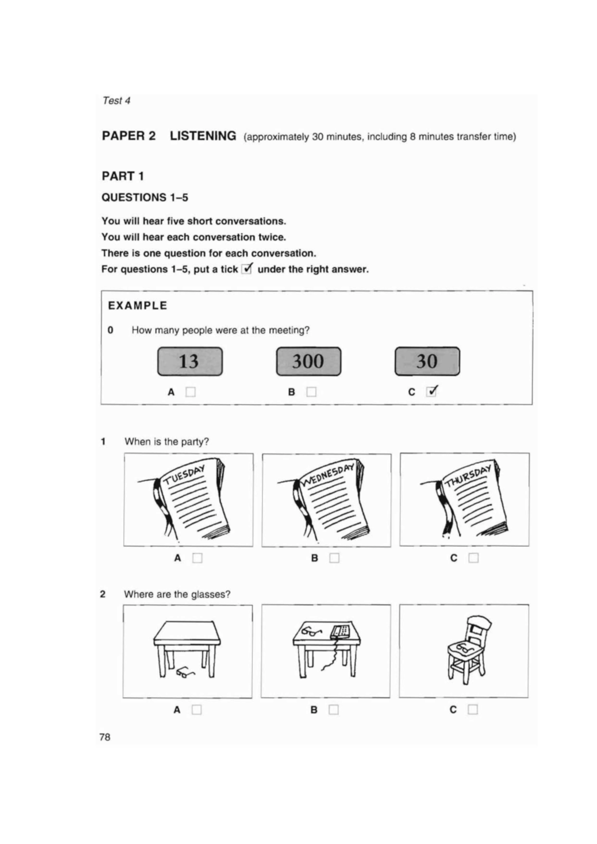 TEST 4 - test - Test 4 PAPER 2 LISTENING (approximately 30 minutes ...