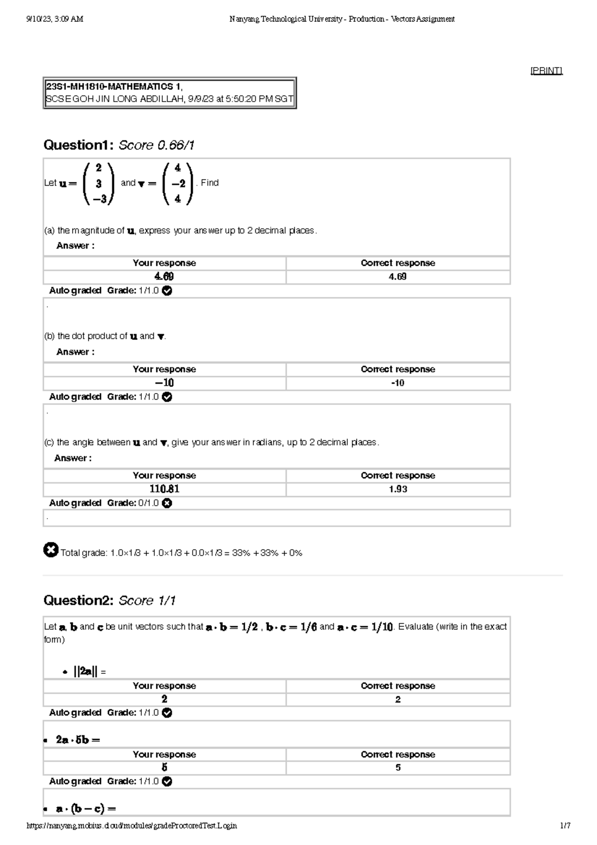 Vectors assignment attempt 1 answer - [PRINT] 23S1-MH1810-MATHEMATICS 1 ...