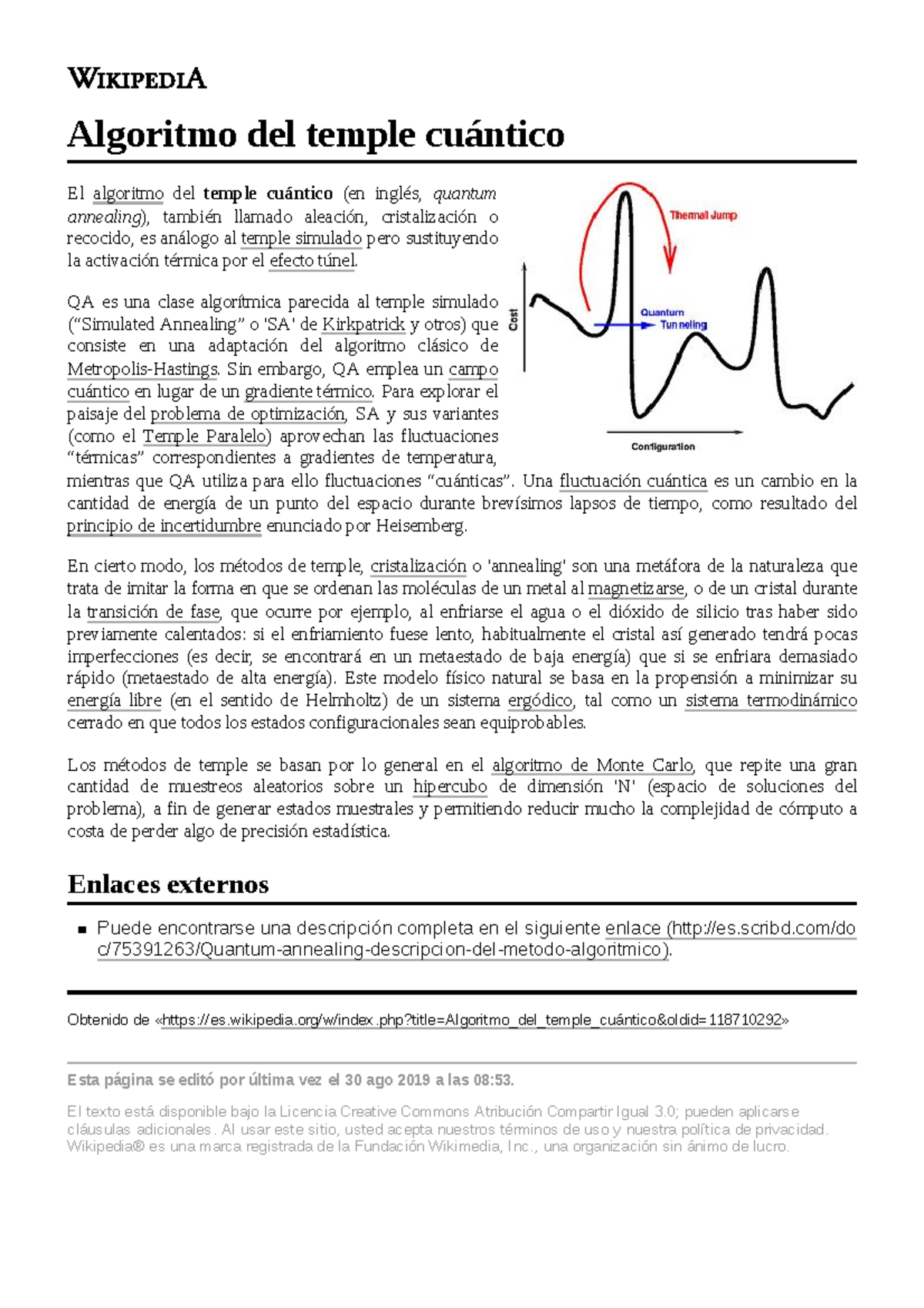Algoritmo del temple cuántico QA es una clase algorítmica parecida al