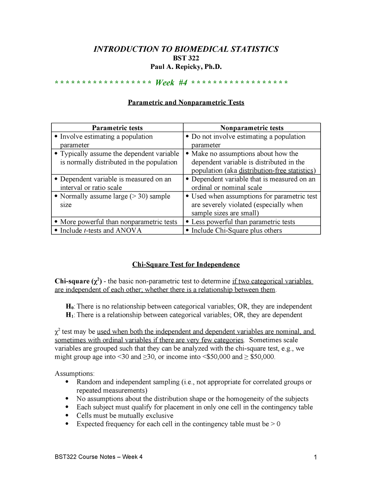 Course Notes-Week 4-online-REV - INTRODUCTION TO BIOMEDICAL STATISTICS ...