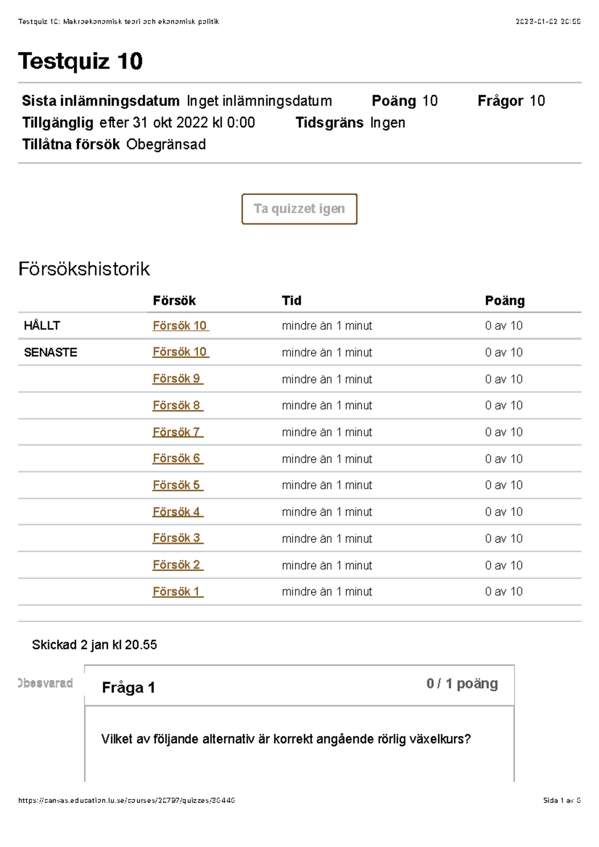 Testquiz 1047: Makroekonomisk Teori Och Ekonomisk Politik - Testquiz 10 ...