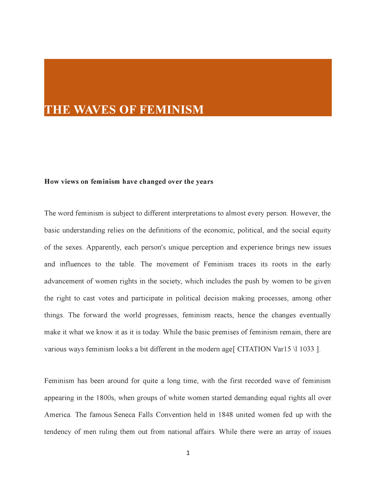 feminism waves essay