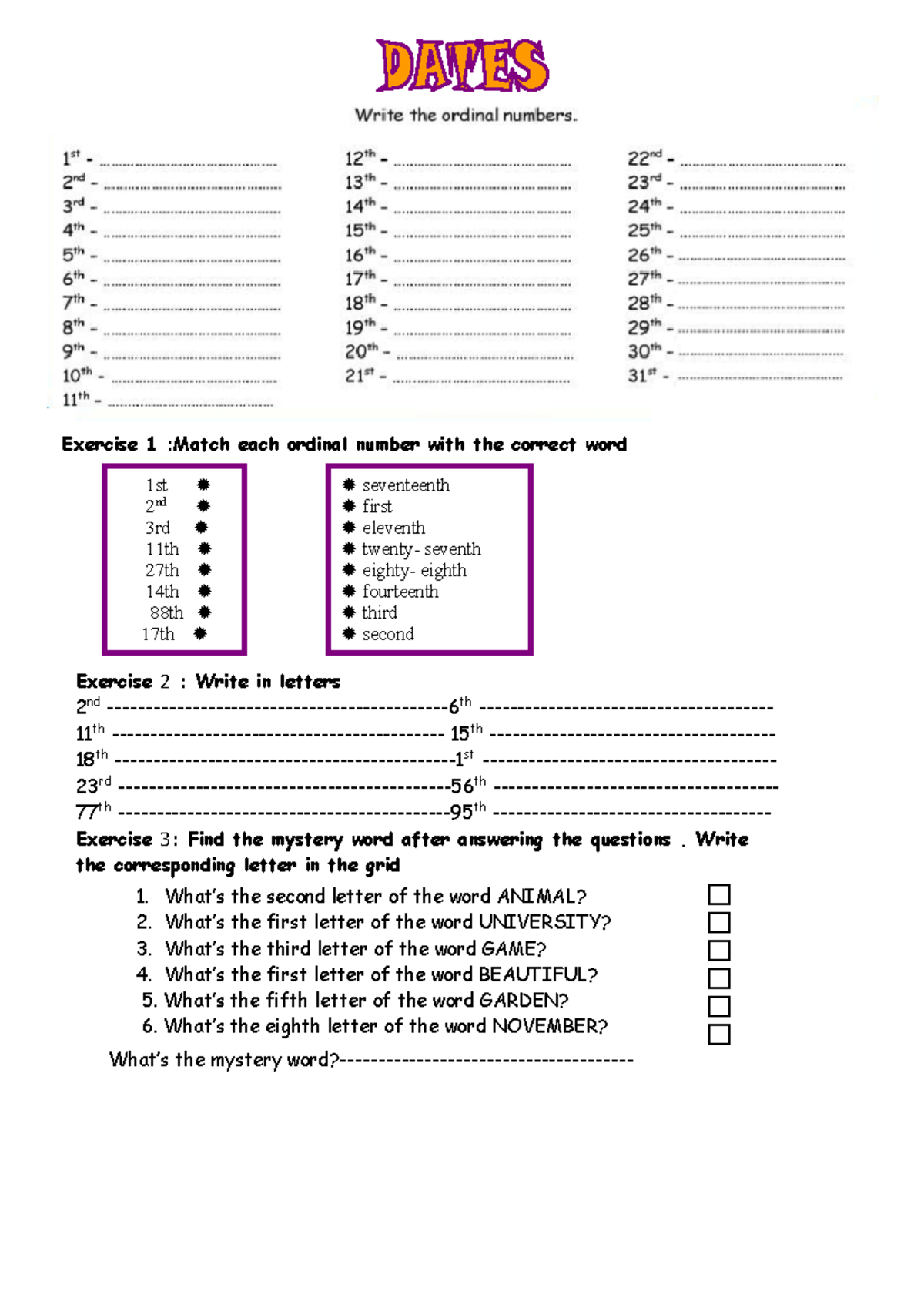 Dates And Numbers Exercises Pdf – ATEEP