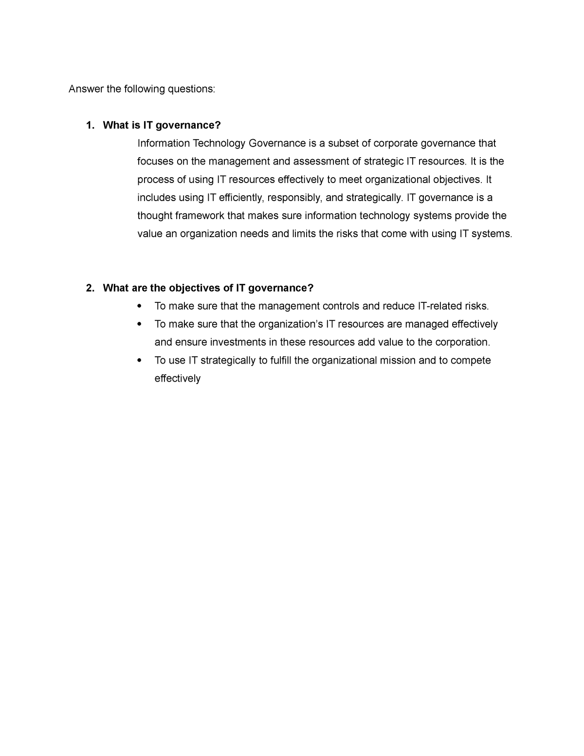 it governance assignment