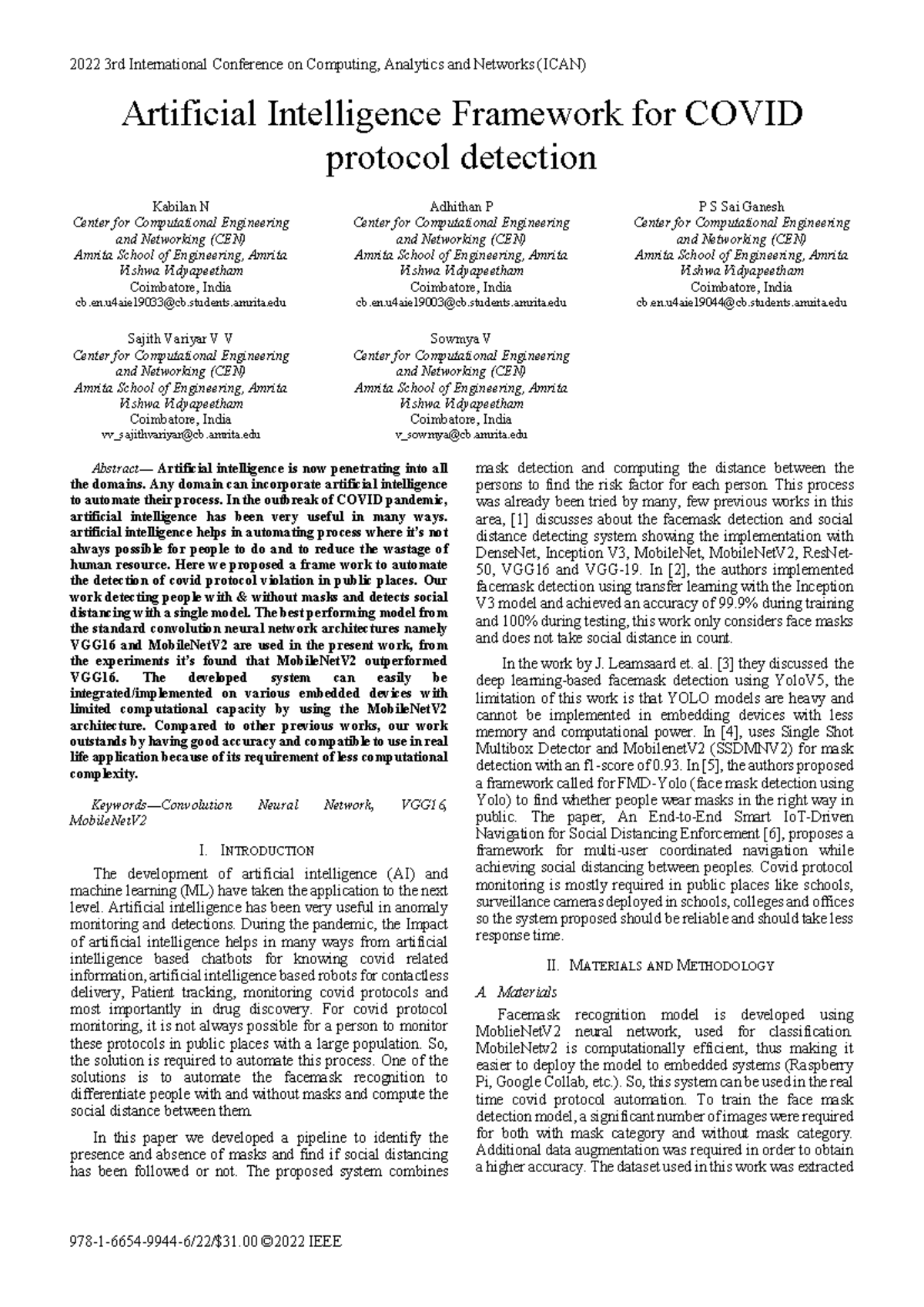 Final Paper Artificial Intelligence Framework for Covid protocol ...