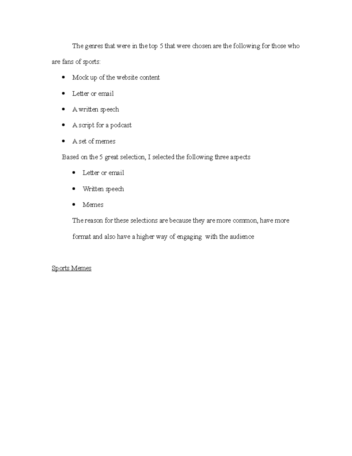 Sports fans Sport fans guide The genres that were in the top 5 that