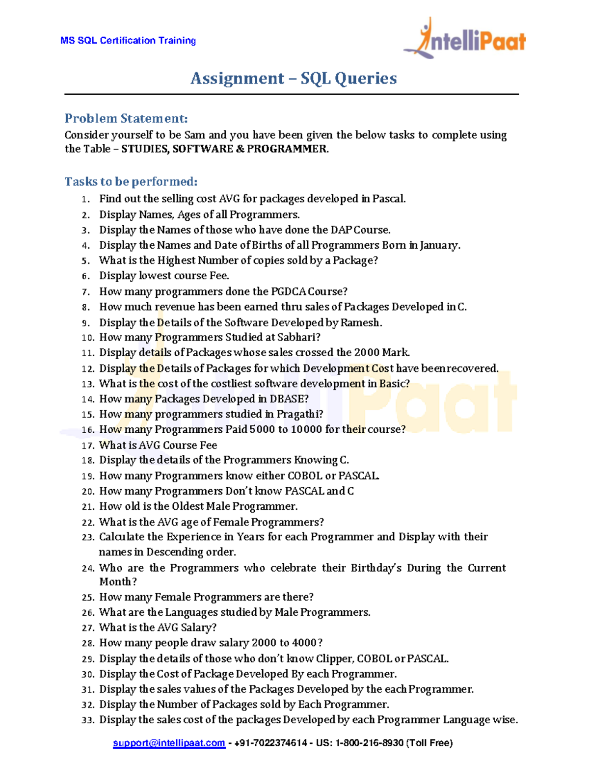 assignment sql database