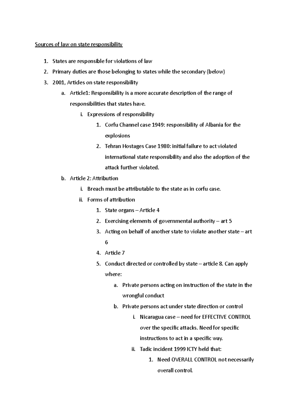 State Responsibility in Public International Law - Sources of law on ...