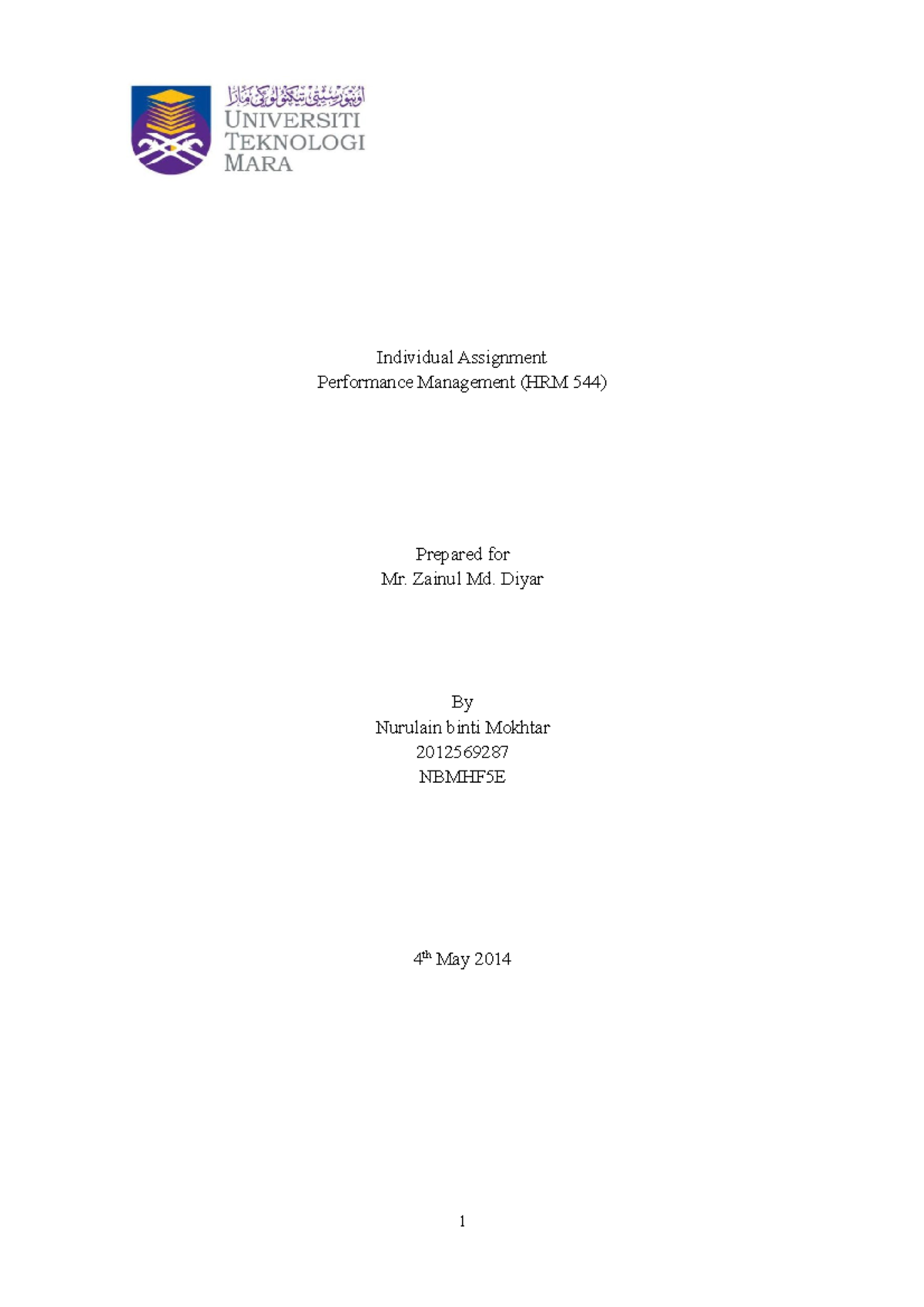 Pdf-performance-management544 - 1 Individual Assignment Performance ...