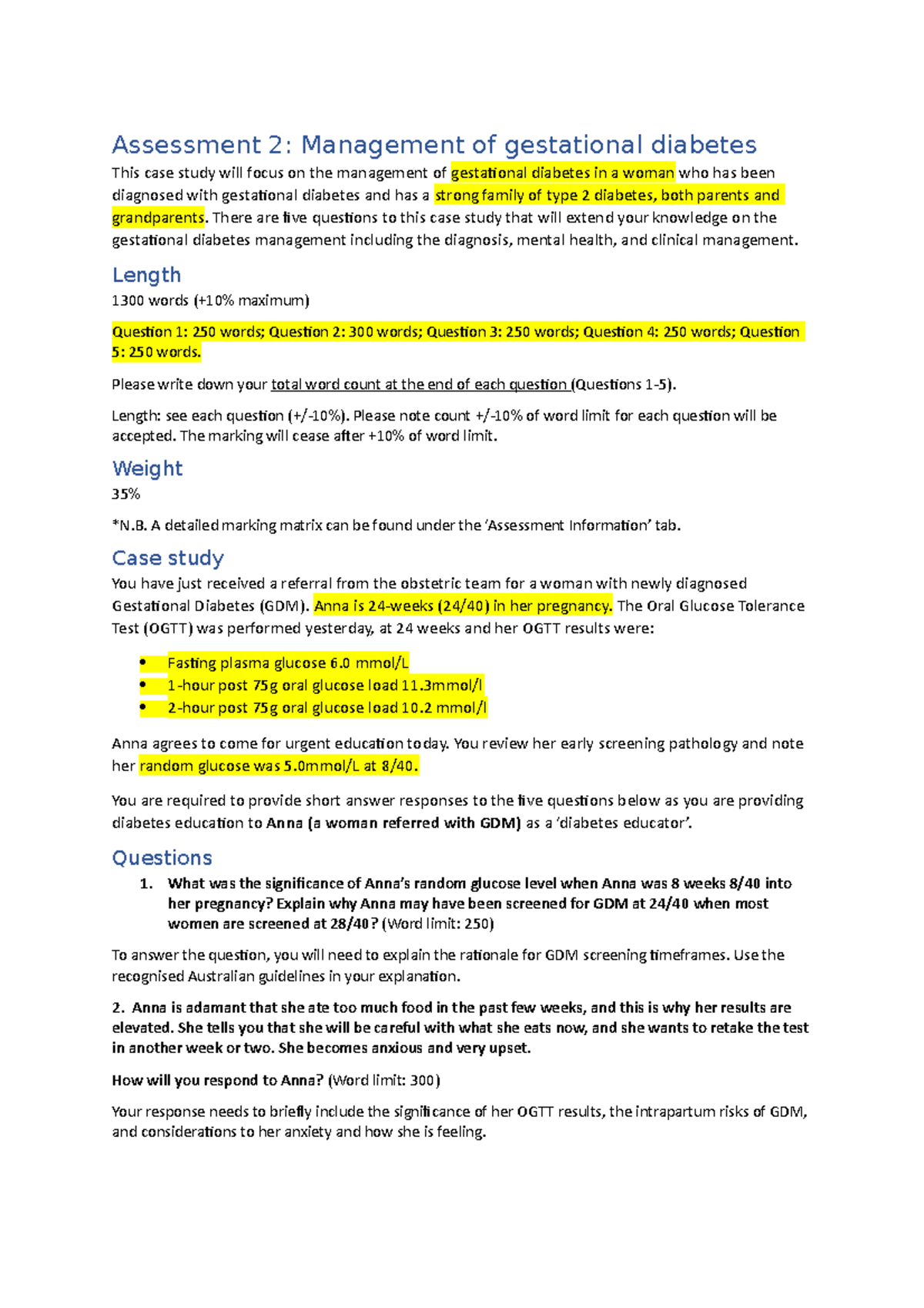 case study 5.2 gestational diabetes