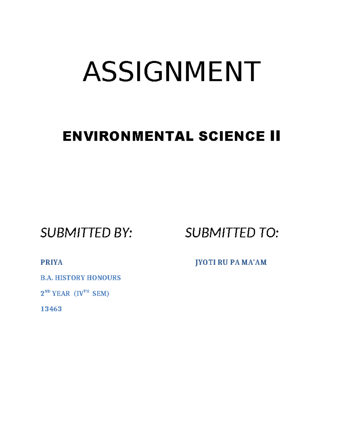 biodiversity research assignment