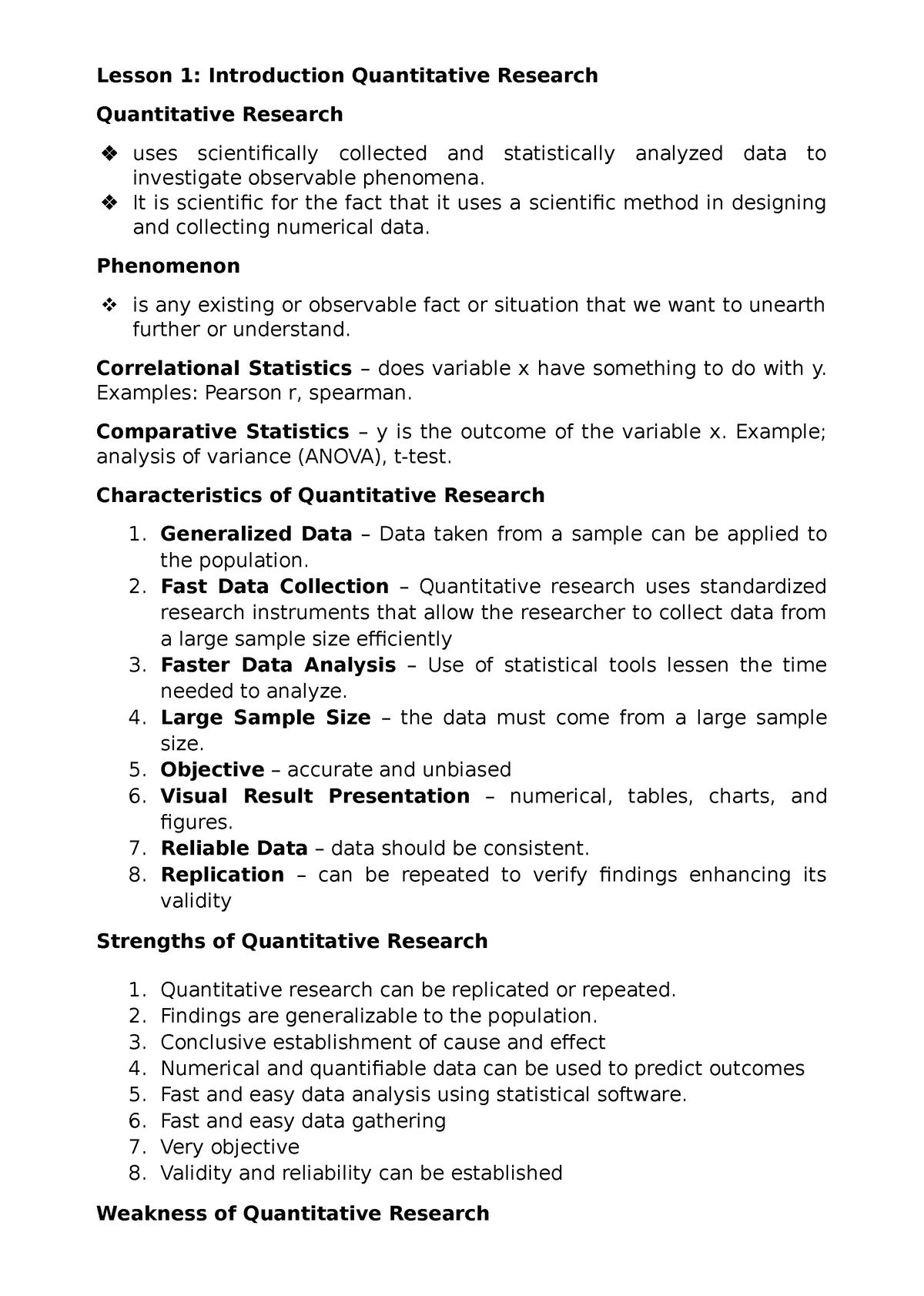 quantitative research lesson plan