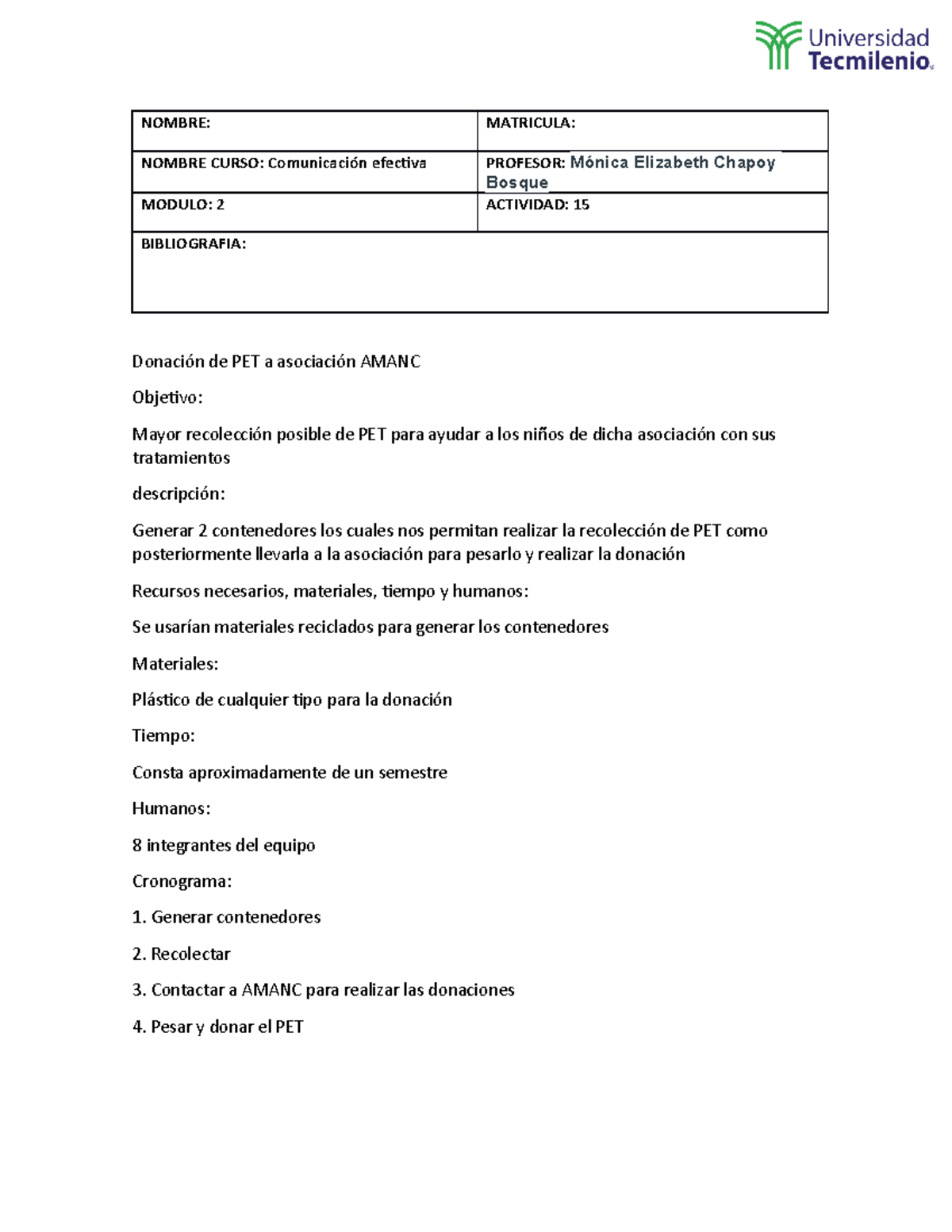 Tarea 12 comunicacion efectiva - NOMBRE: MATRICULA: NOMBRE CURSO ...