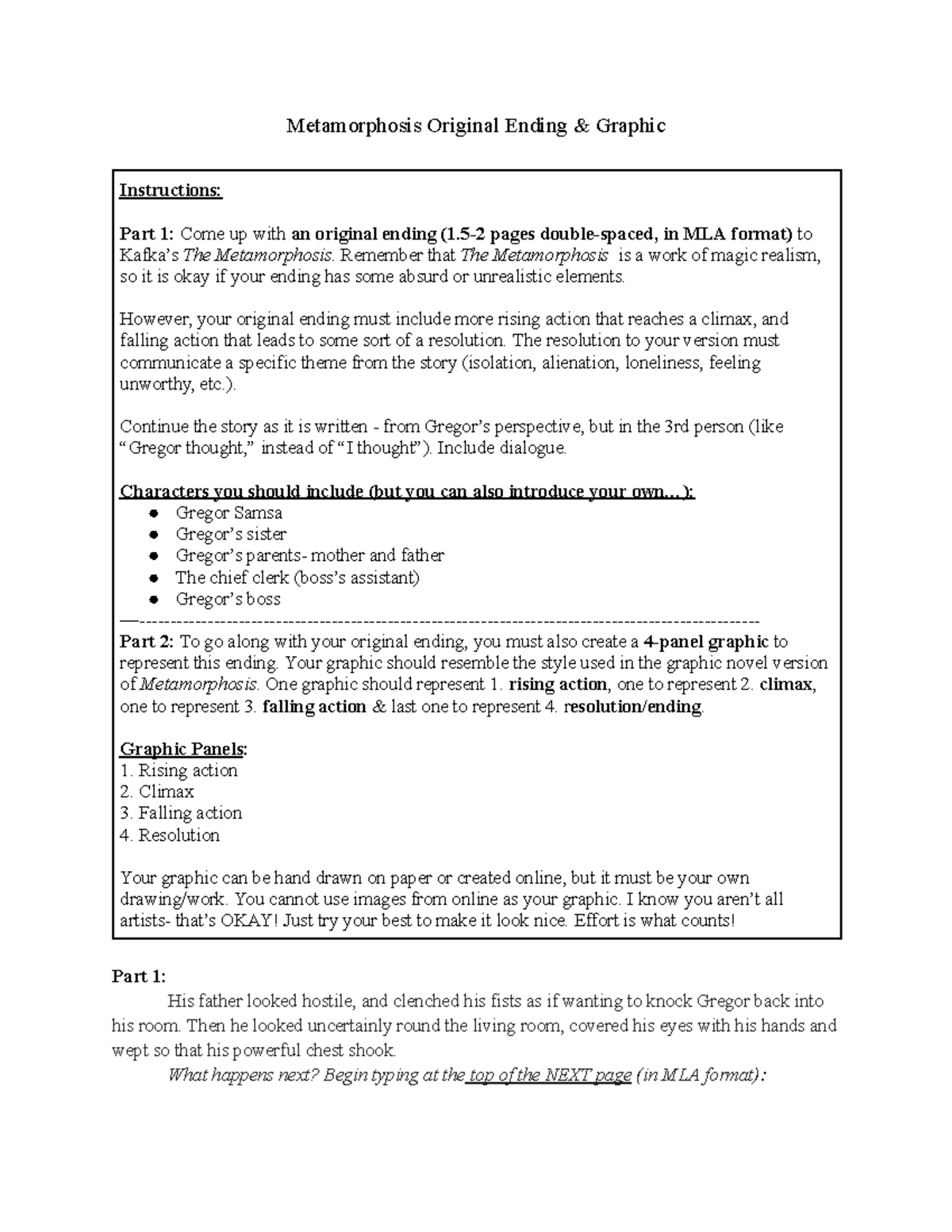 Copy of Metamorphosis Creative Ending - Metamorphosis Original Ending ...