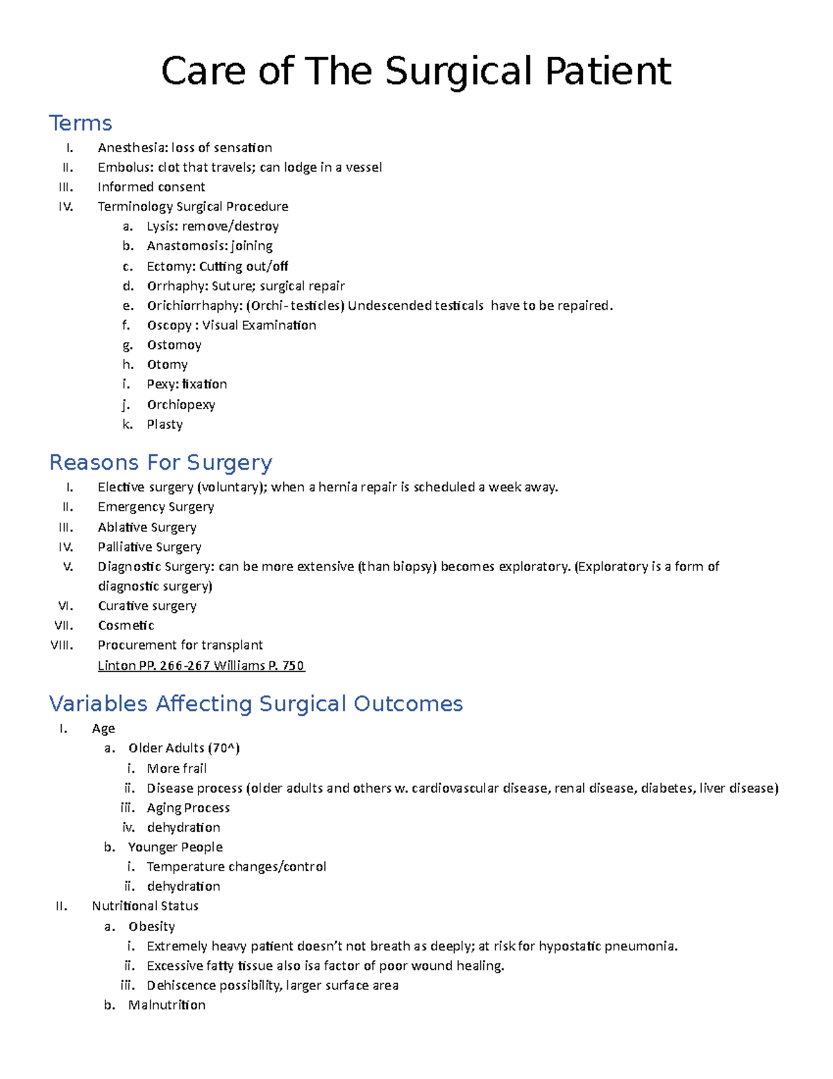 Med Surg Introduction Care Of The Surgical Patient Terms I