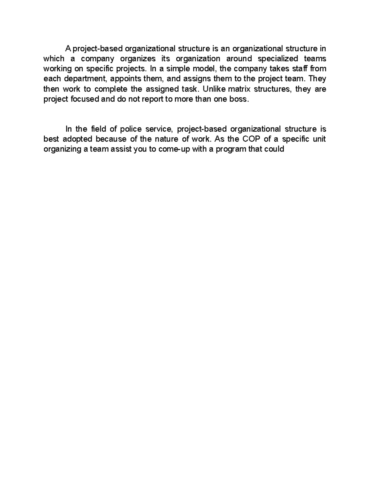 Project-based - ORGANIZATIONAL MODEL - A project-based organizational ...