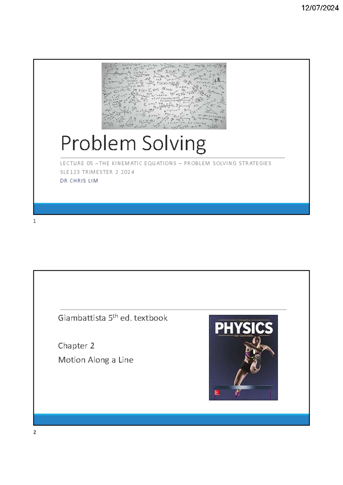 SLE123 Lecture 05 - Problem Solving I - 2 slides per page - Problem ...