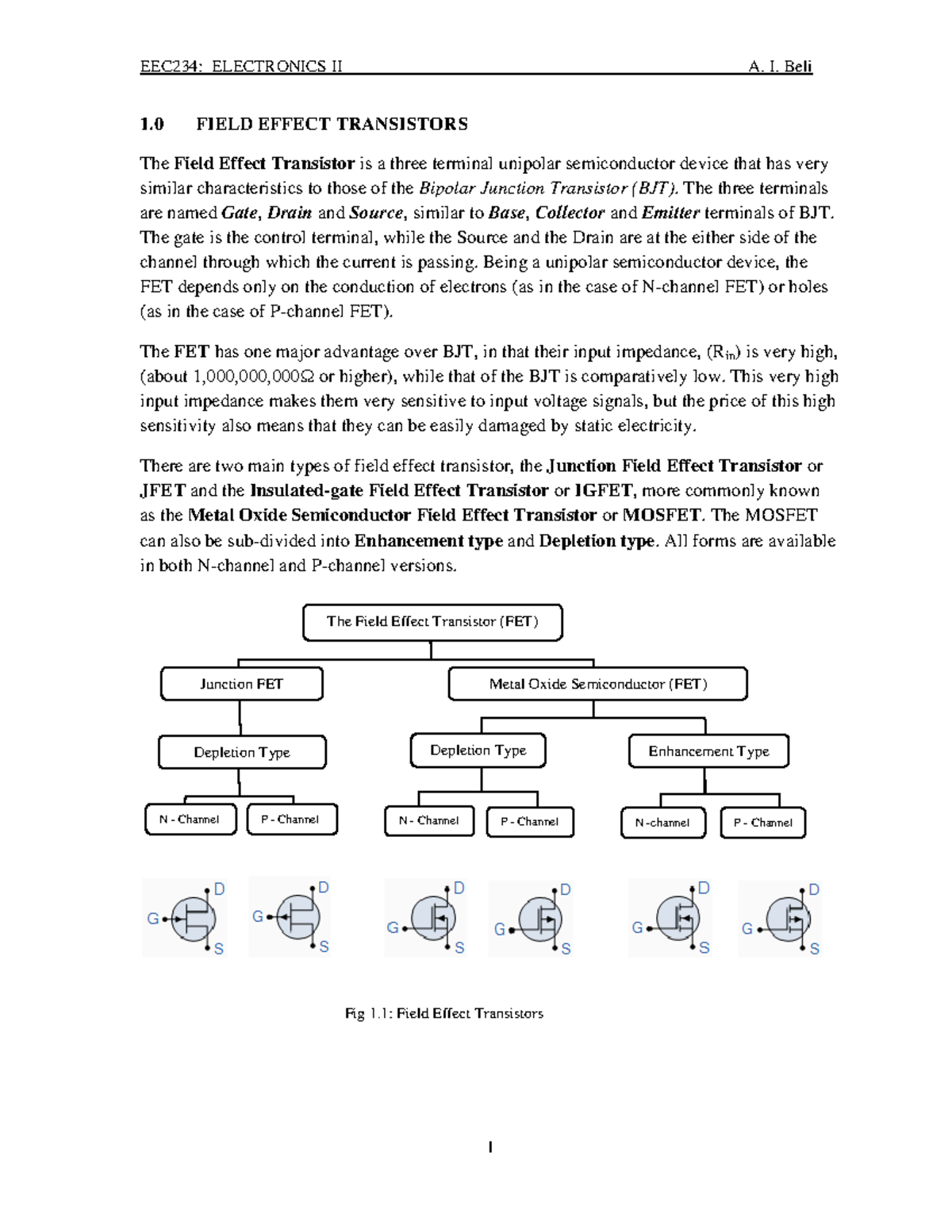 Eec 234 Lectures Lecture Notes 1 12 Eec234 Electronics Ii 1 A I