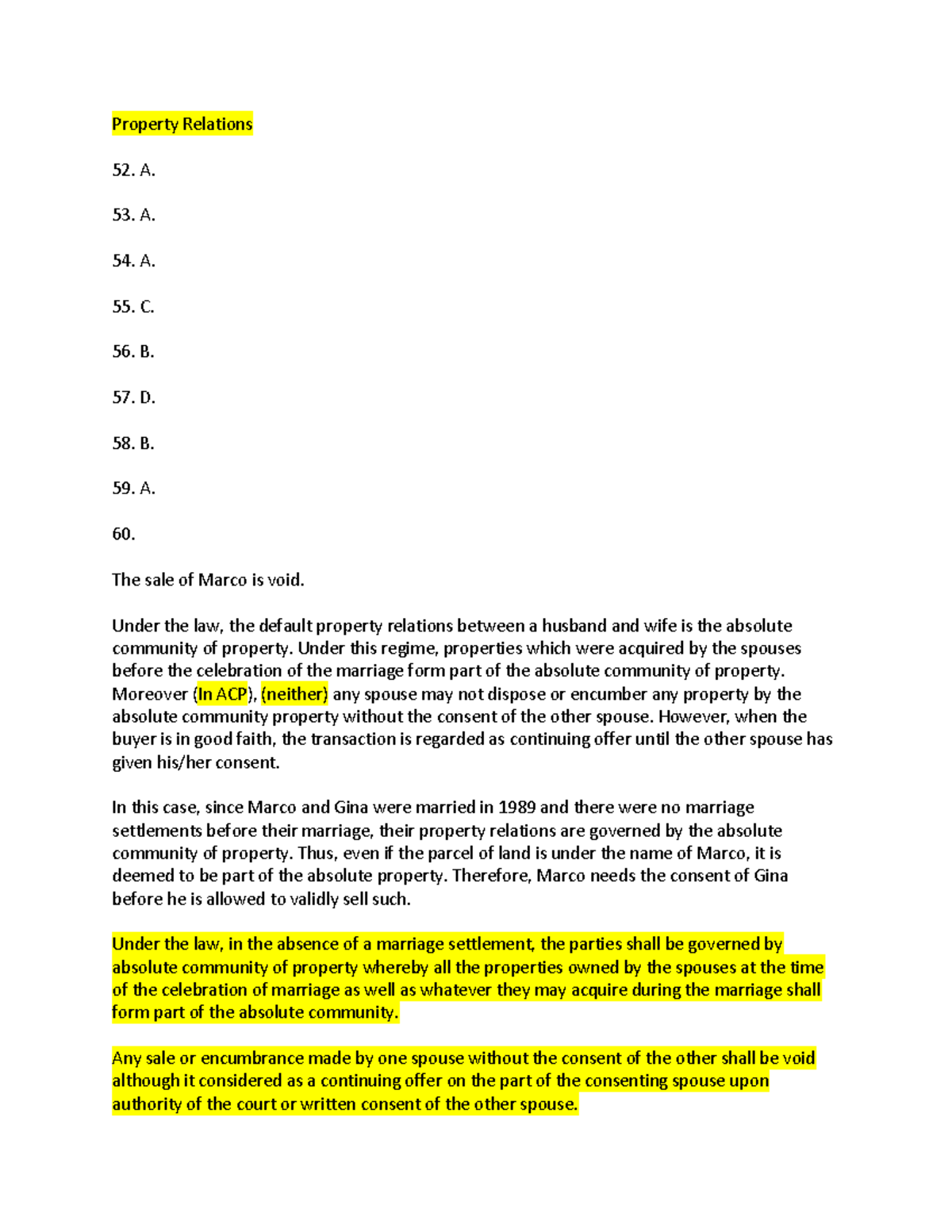 Civil Law-1st try-converted - Property Relations A. A. A. C. B. D. B. A ...