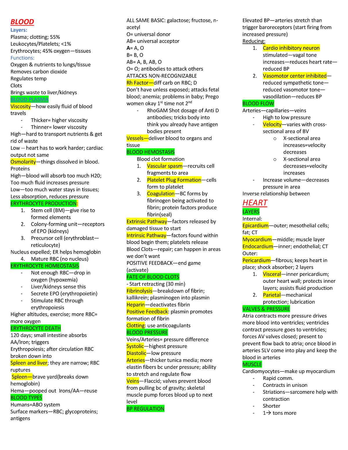 Blood - BLOOD Layers: Plasma; clotting; 55% Leukocytes/Platelets;