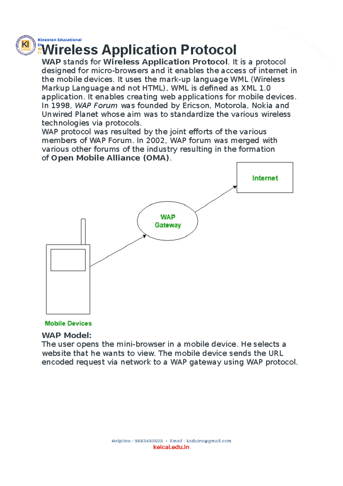 ACN 5 Module-V - Acn module - Wireless Application Protocol WAP stands ...