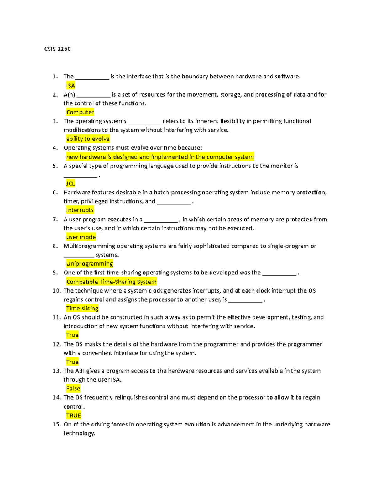 CSIS 2260 Quiz 1 - Quiz Review - CSIS 2260 The __________ is the ...