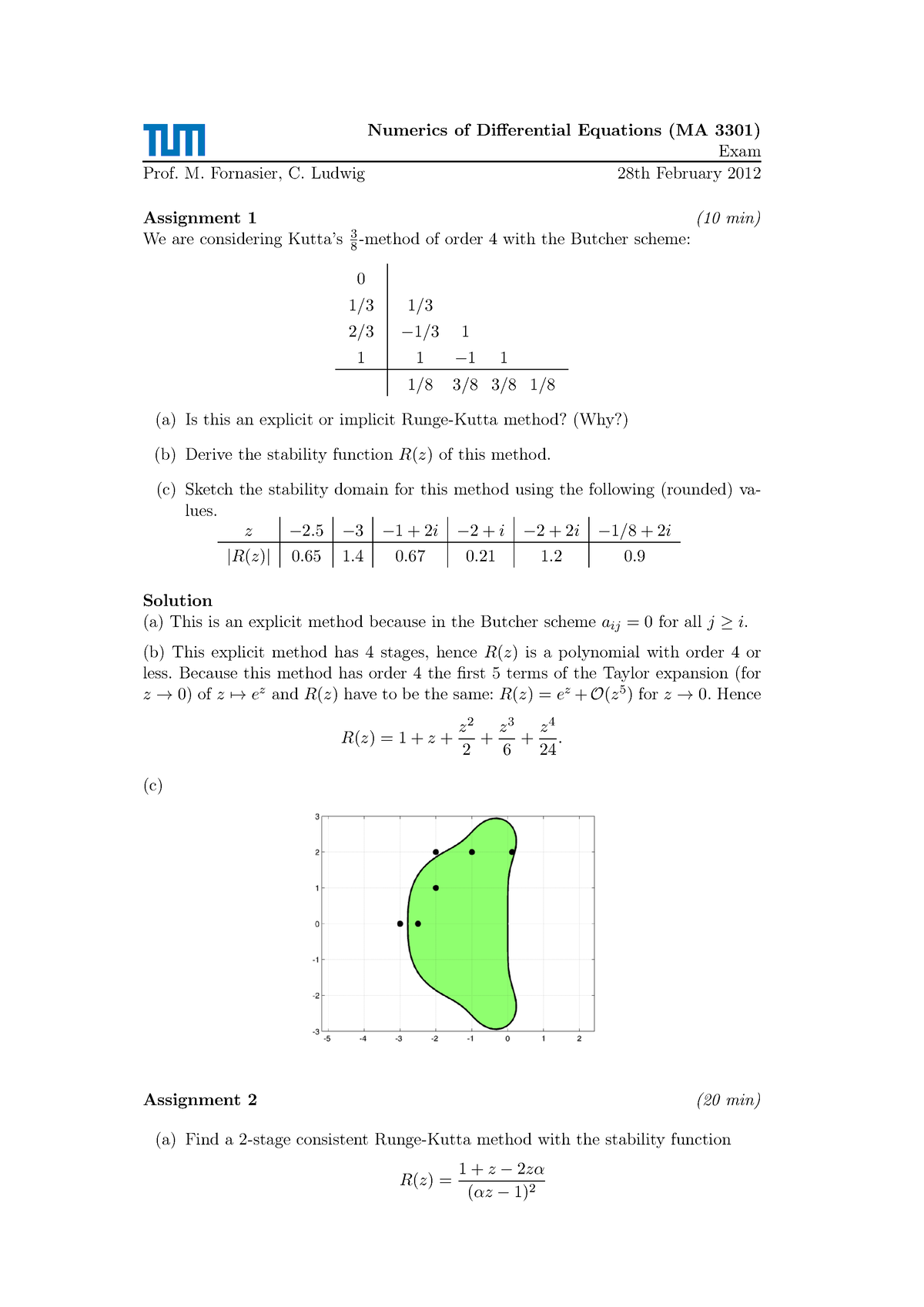 Exam Solution 2012 - Numerics Of Differential Equations - TUM - Studocu