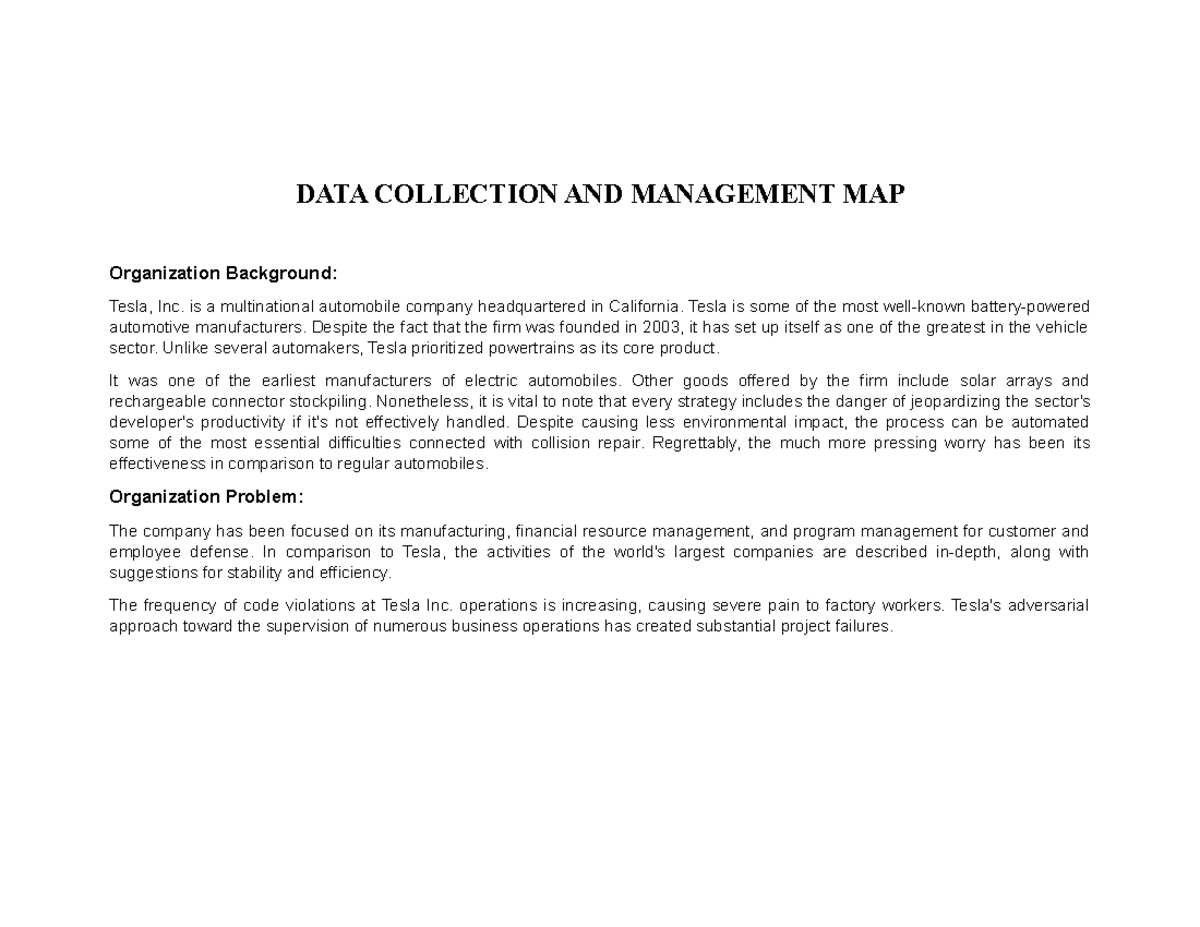 Data Collection - DATA COLLECTION AND MANAGEMENT MAP Organization ...