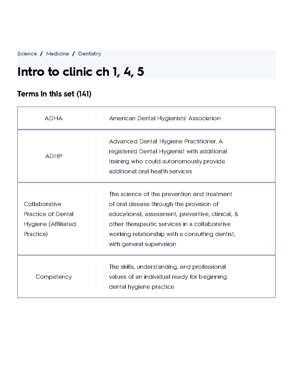 Intro to clinic ch 1, 4, 5 Flashcards Quizlet Intro to clinic ch 1, 4