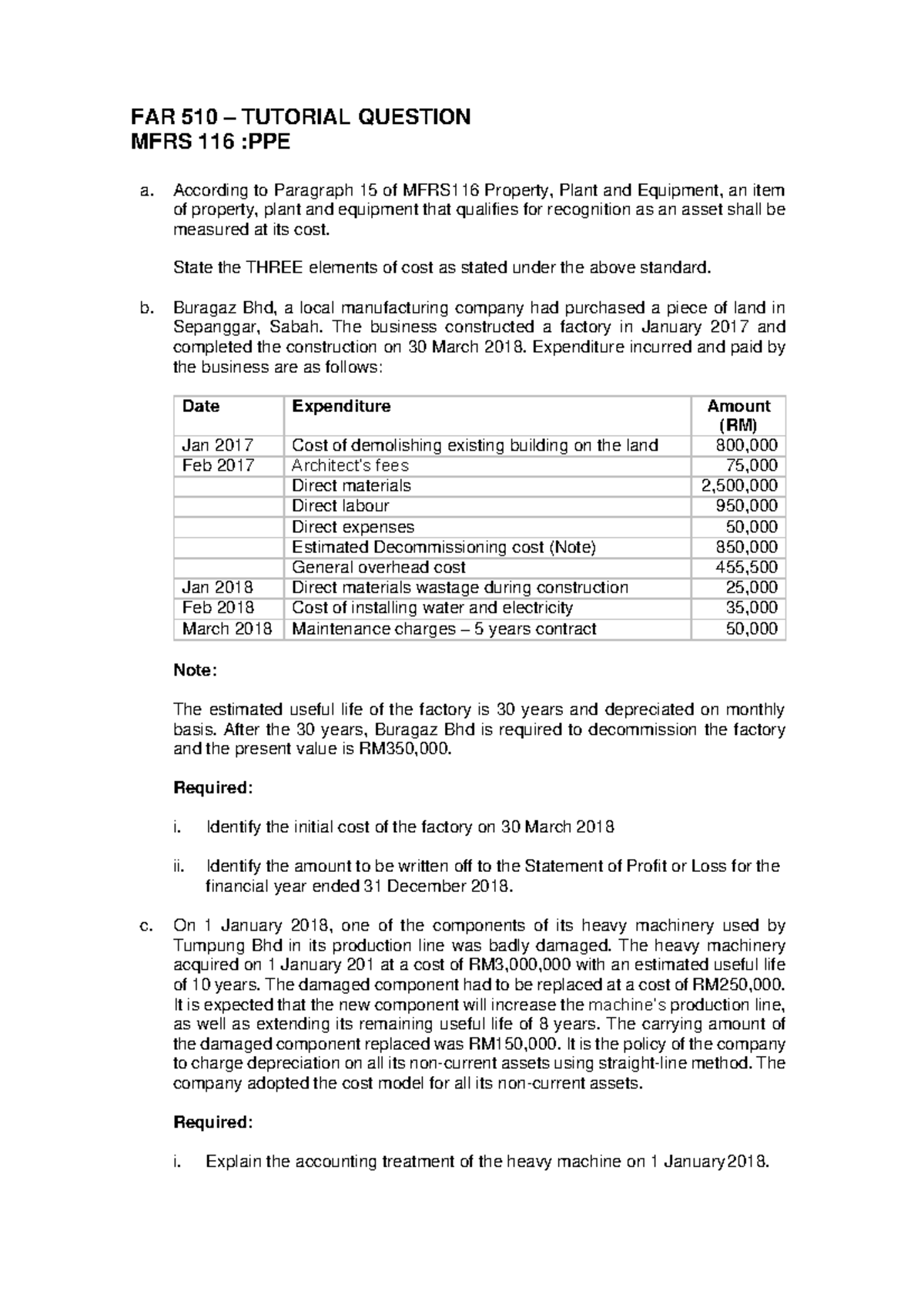 tutorial-questions-mfrs116-far-510-tutorial-question-mfrs-116-ppe