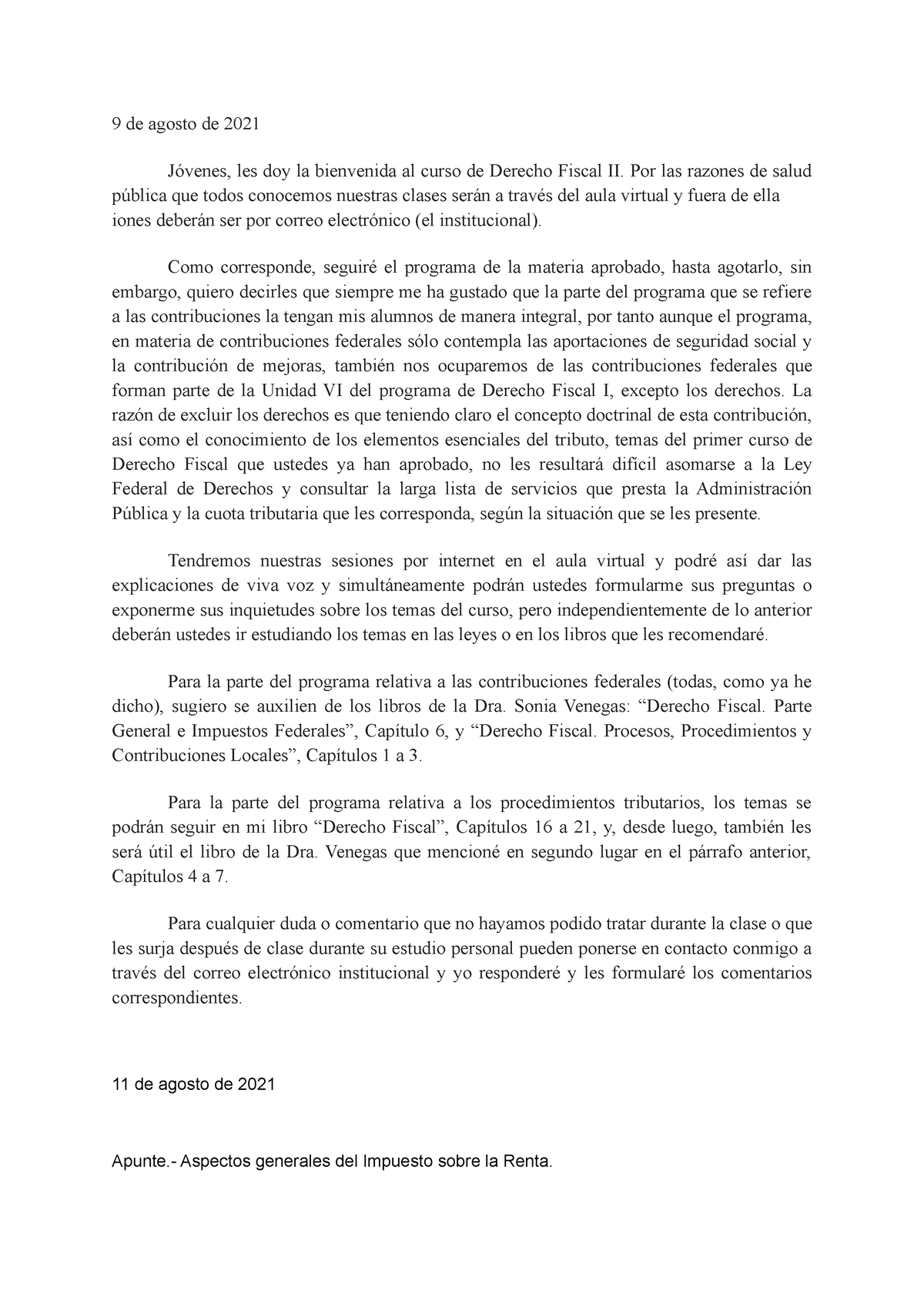 Derecho Fiscal. Segundo curso. Rodríguez y Lobato - 9 de agosto de 2021 ...