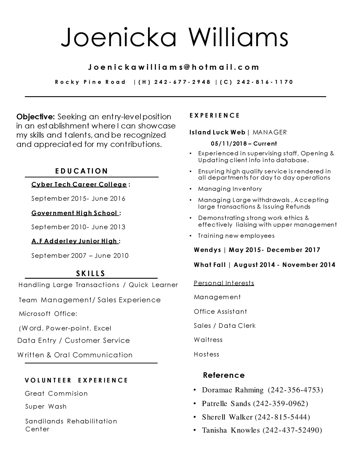 JWilliams Resume - Joenicka Williams J o e n i c k a w i l l i a m s ...