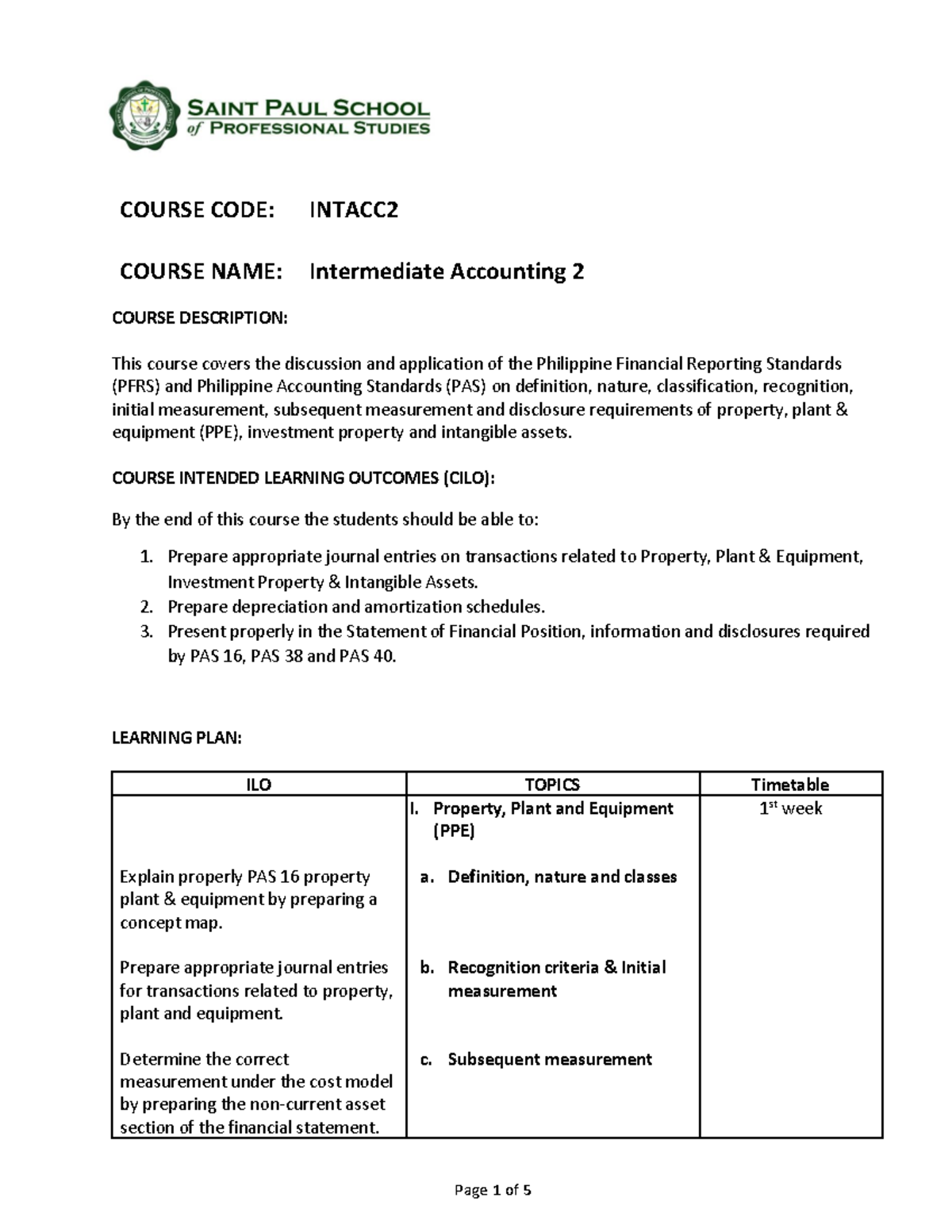 Intacc 2 Module-based Syllabus - Warning: TT: Undefined Function: 32 ...