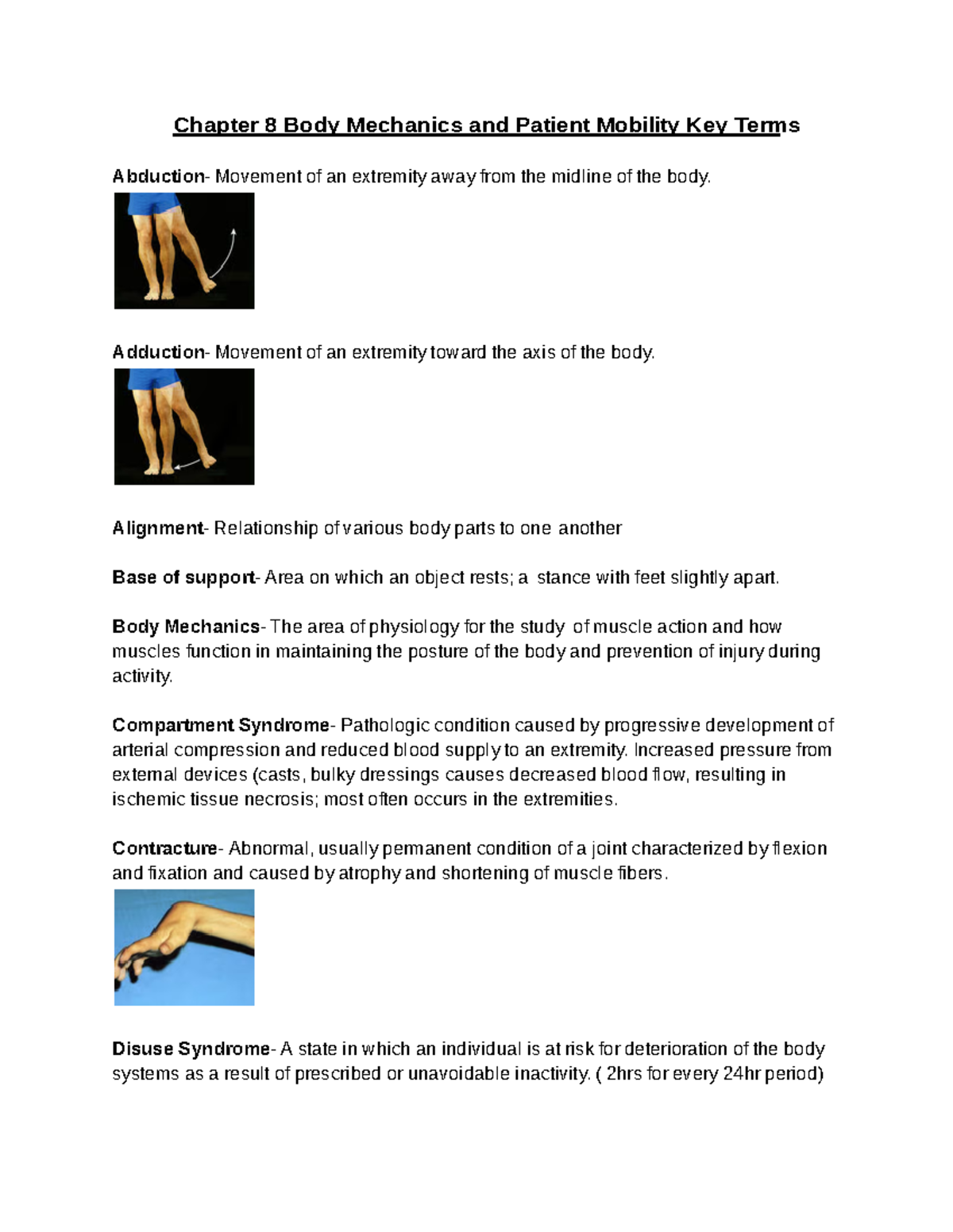 Ch8Key Terms - Chapter 8 Body Mechanics And Patient Mobility Key Terms ...