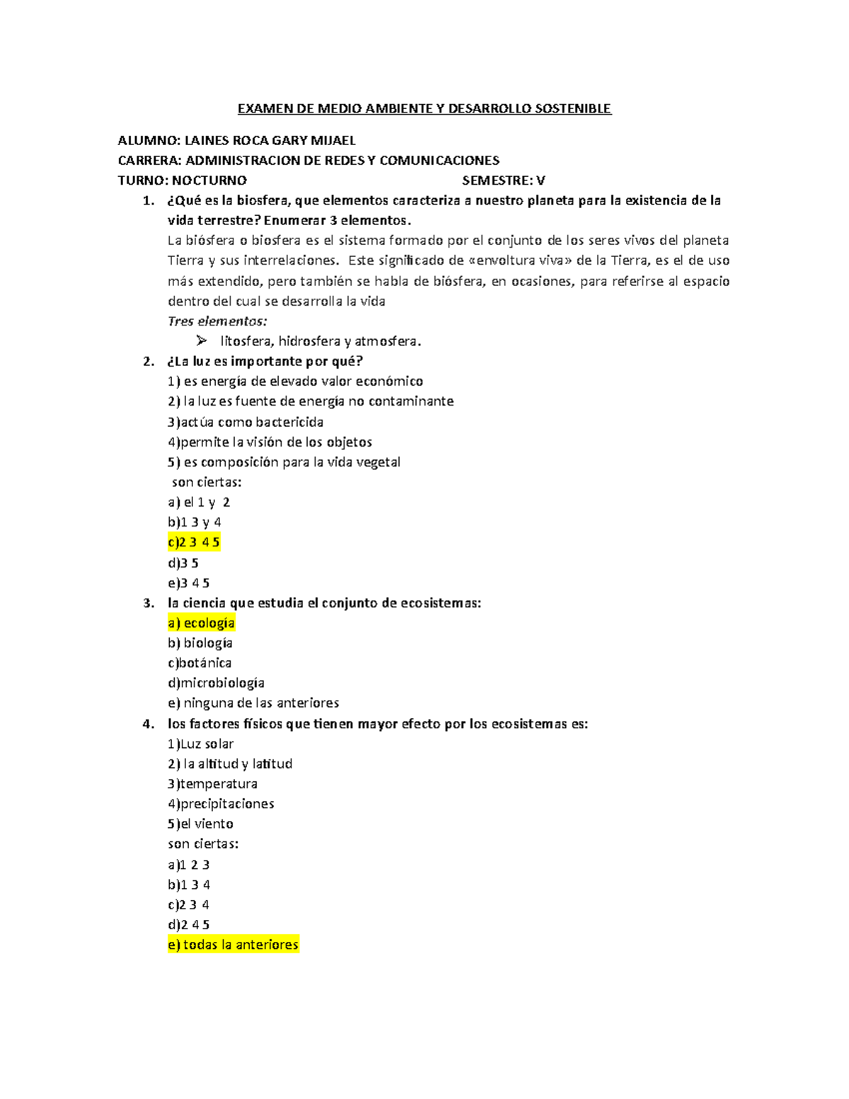 Examen - Es Un Resumen Del Medio Ambiente - EXAMEN DE MEDIO AMBIENTE Y ...