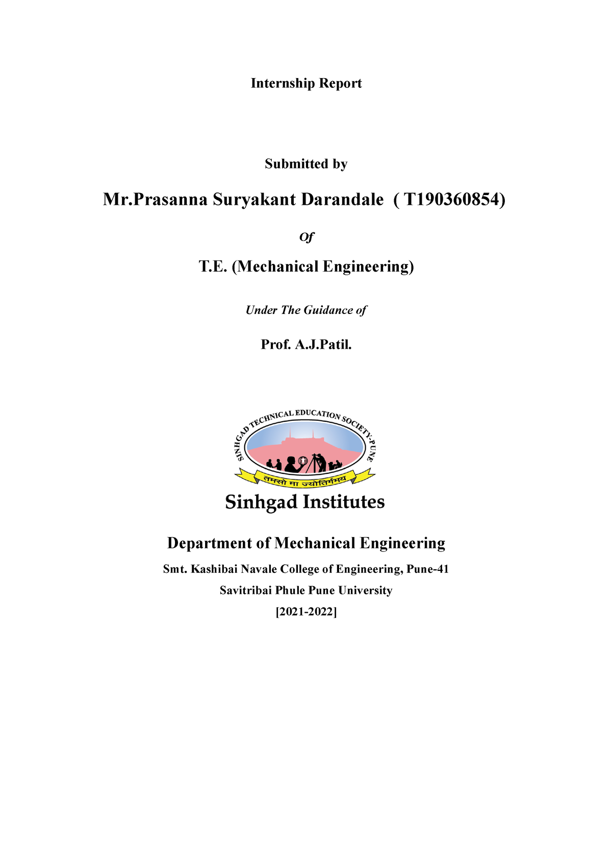 Internship Report - Internship Report Submitted By Mr Suryakant ...