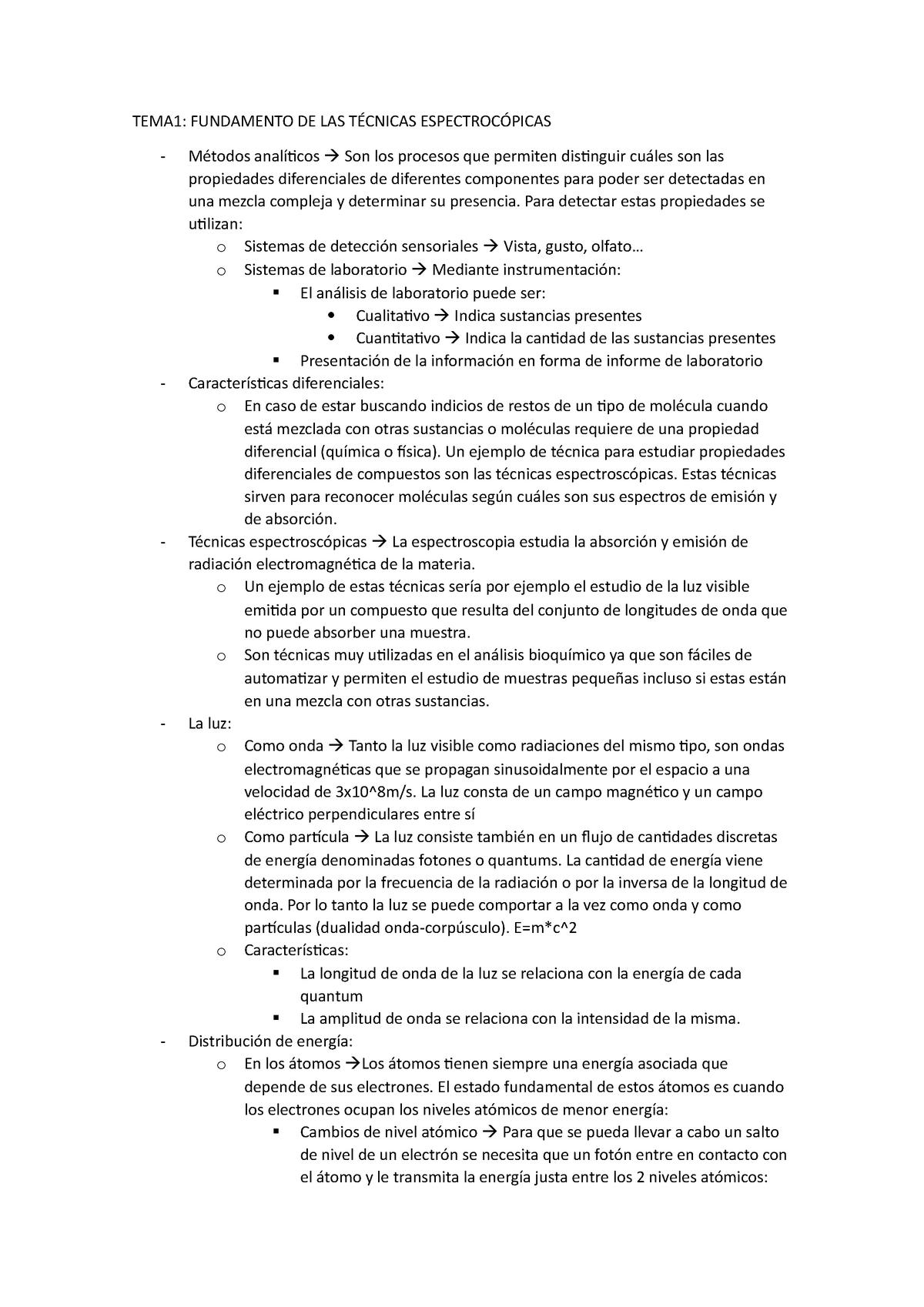 Tema 1 Técnicas Espectroscópicas 1º Bioquímica Uib Tema1