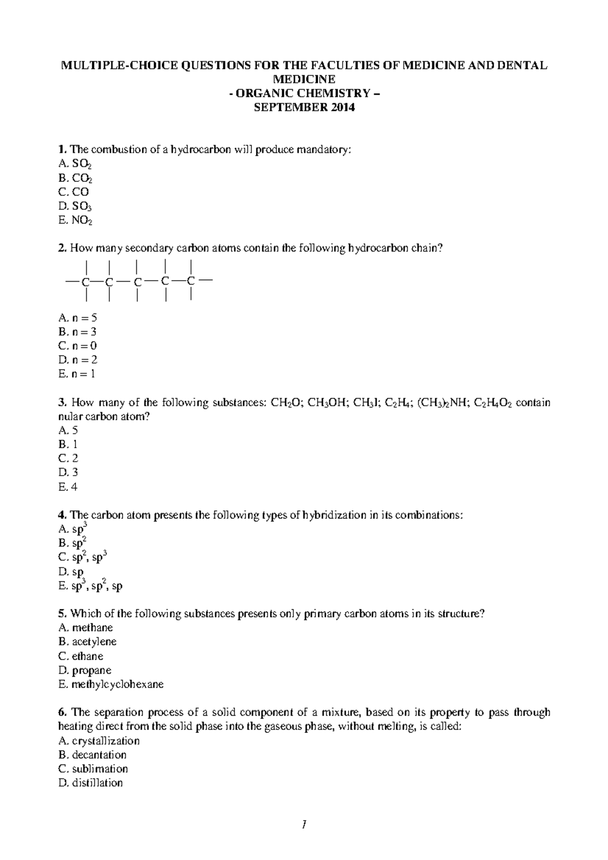 Organic Chemistry Multiple Choice Questions For The Faculties Of Medicine And Dental Medicine 5606