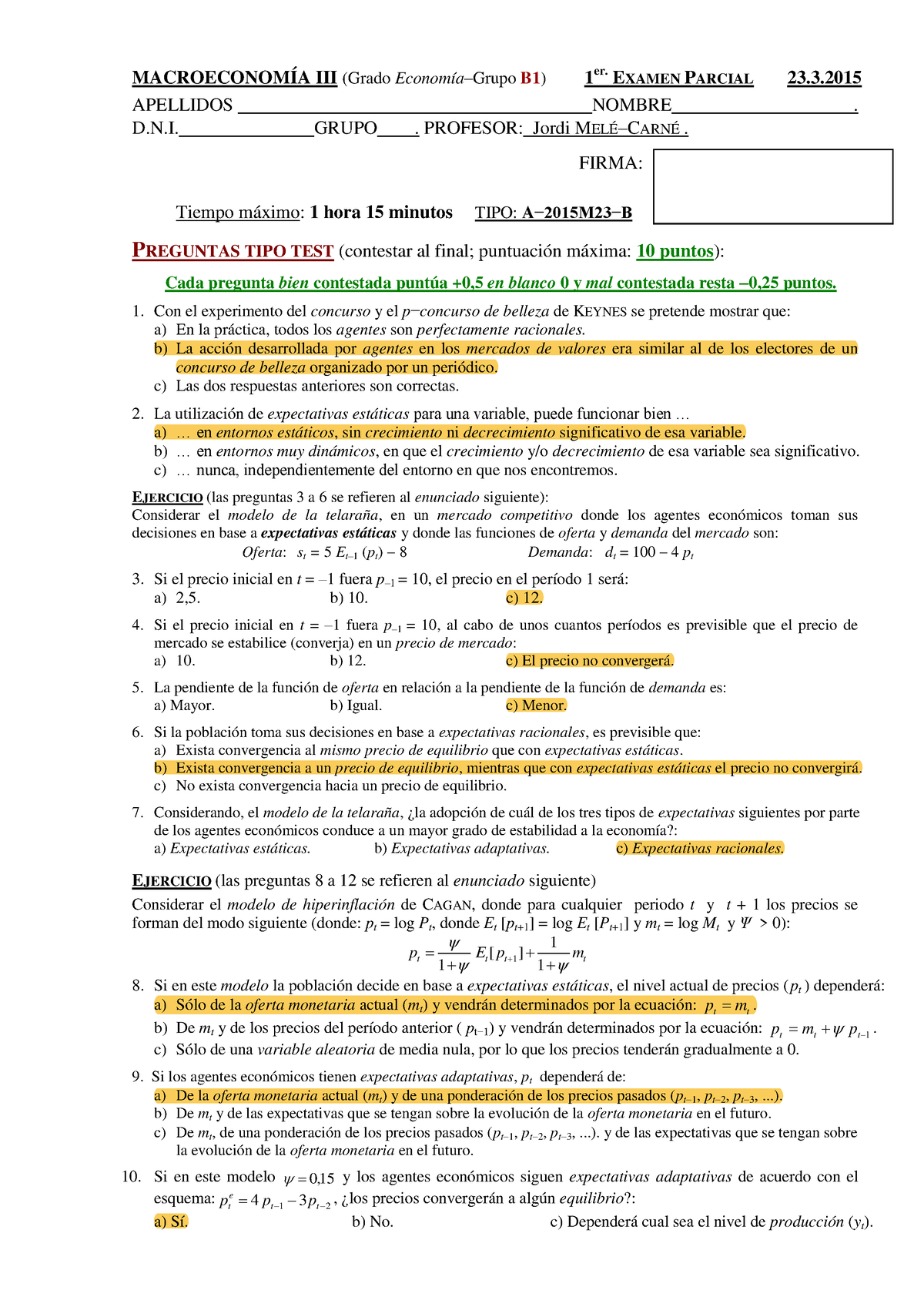 Parcial Test - MACROECONOMÍA III (Grado Economía – Grupo B1 ) 1 Er ...