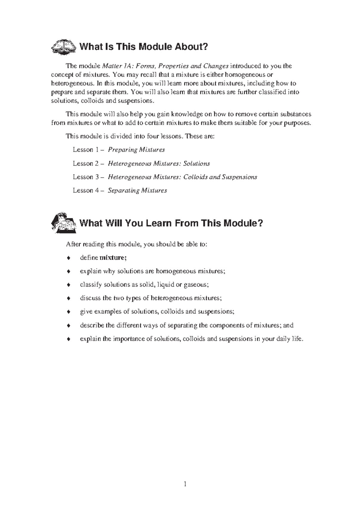 Preparation and Separtion of Mixtures - What Is This Module About? The ...