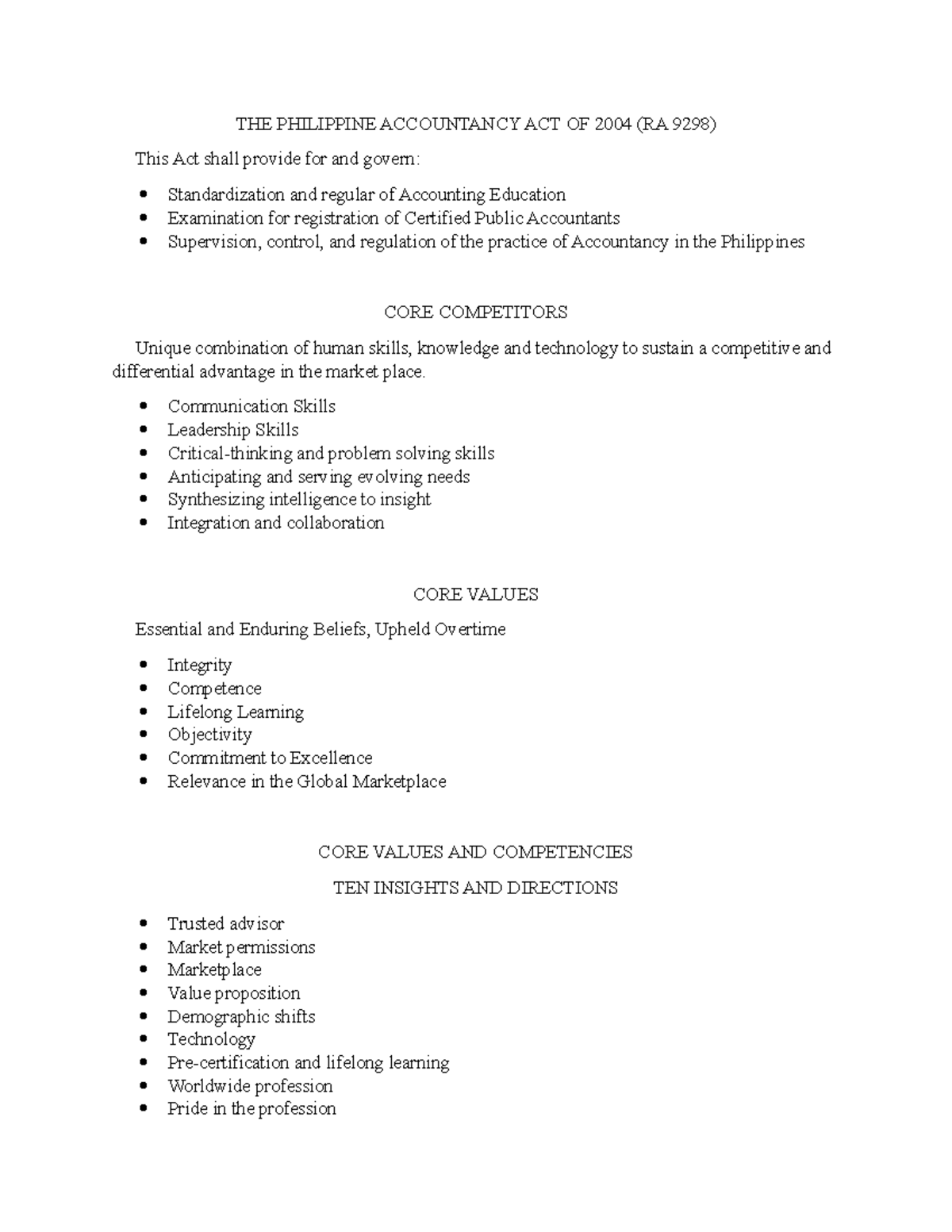 THE Philippine Accountancy ACT OF 2004 THE PHILIPPINE ACCOUNTANCY ACT