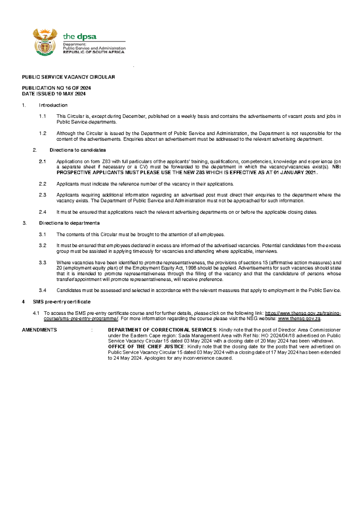 Computer Government - PUBLIC SERVICE VACANCY CIRCULAR PUBLICATION NO 16 ...