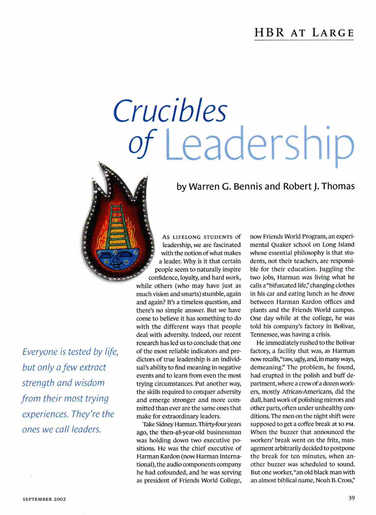 HBR The Crucibles Of Leadership - Leadership And Change Management ...