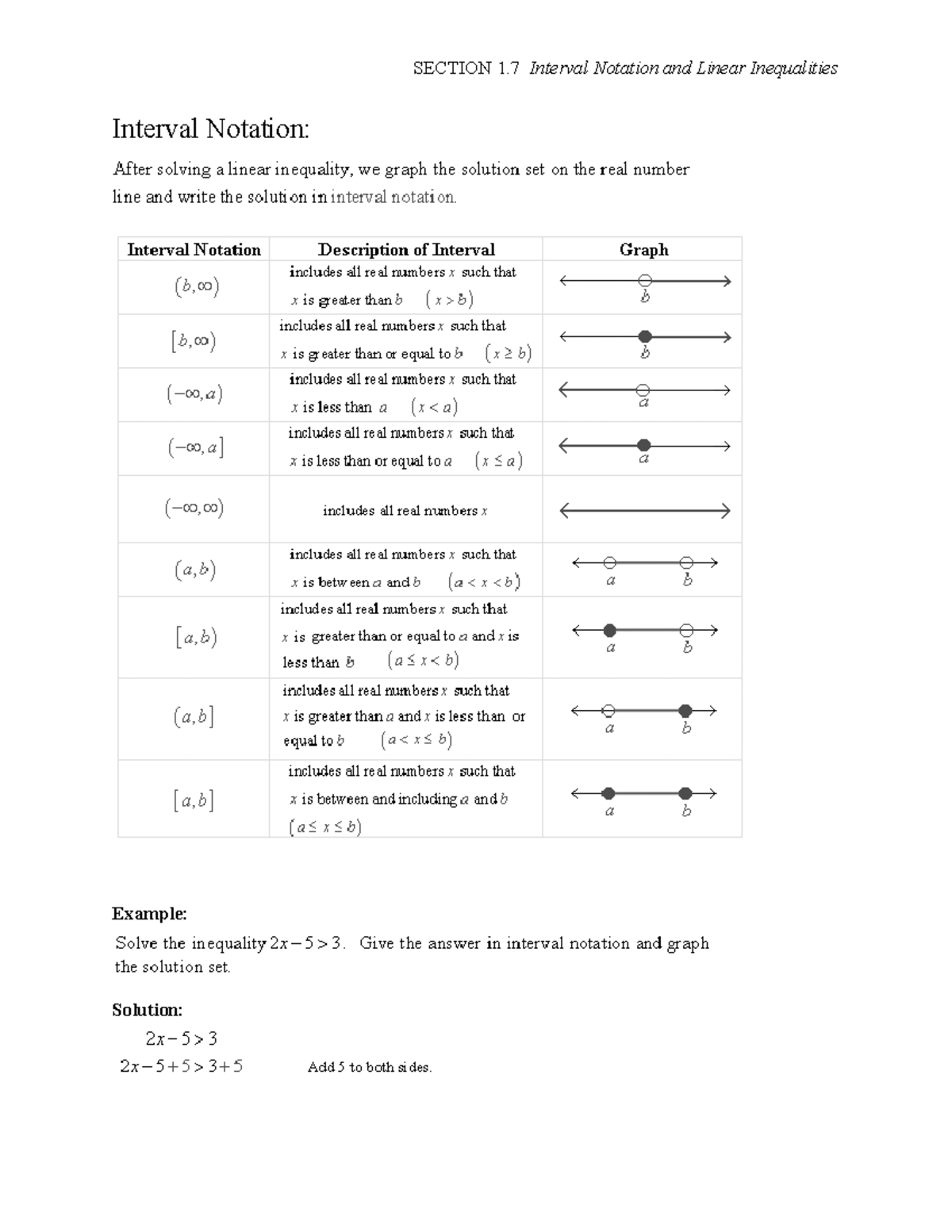 Interval Notation Ms Denocola SECTION 1 Interval Notation And