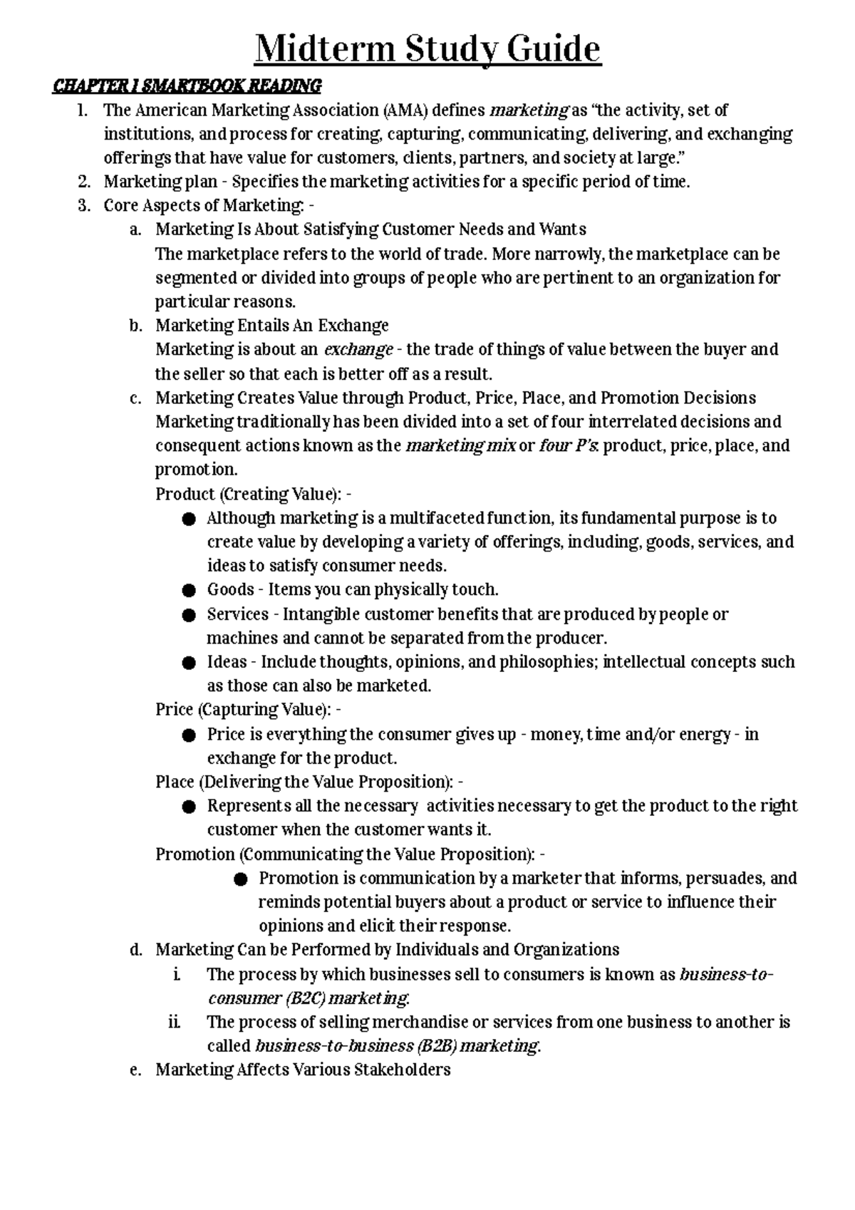 Midterm Study Guide - Midterm Study Guide CHAPTER 1 SMARTBOOK READING ...