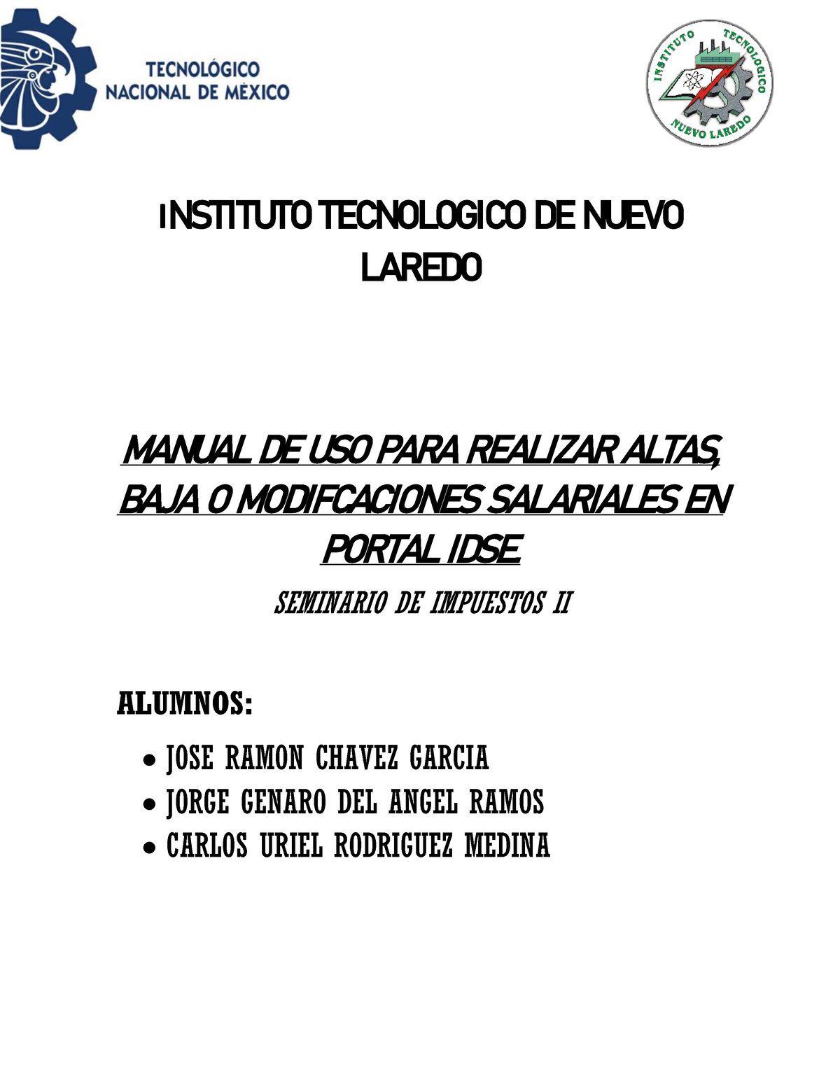 IDSE- Tutorial - INSTITUTO TECNOLOGICO DE NUEVO LAREDO MANUAL DE USO ...