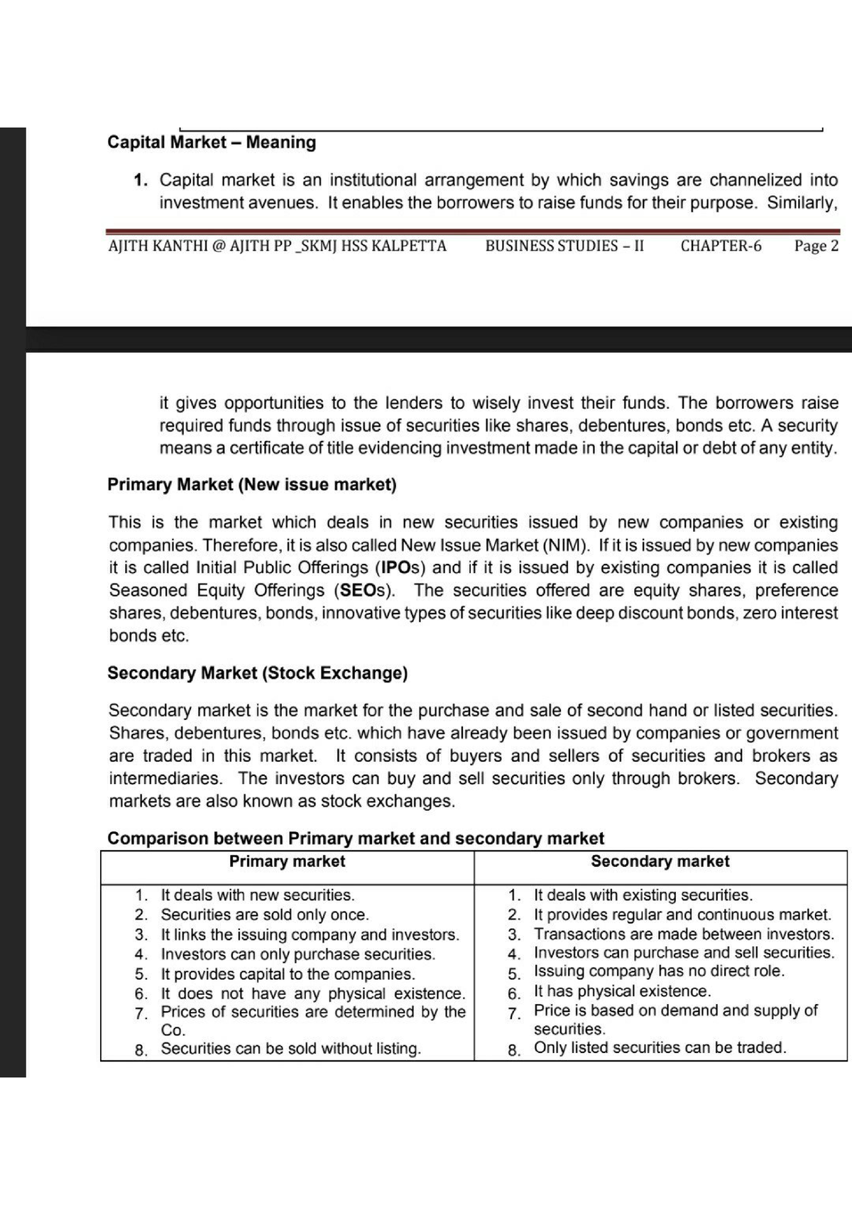 capital market management essay