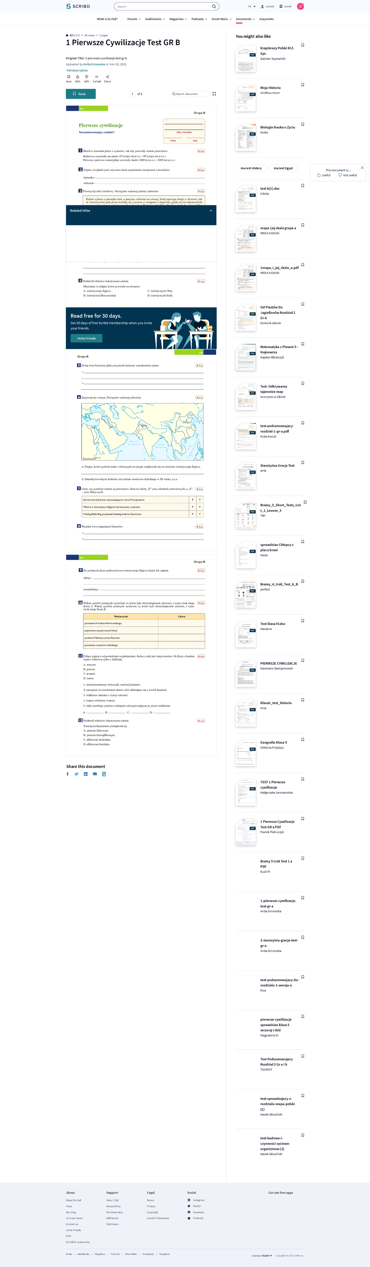 1 Pierwsze Cywilizacje Test GR B PDF - You Might Also LikeKrajobrazy ...