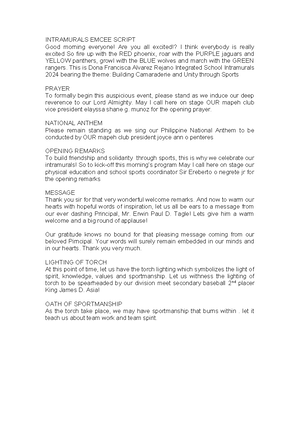 Oratorical Piece - The description is emcee script and jusge and yes ...
